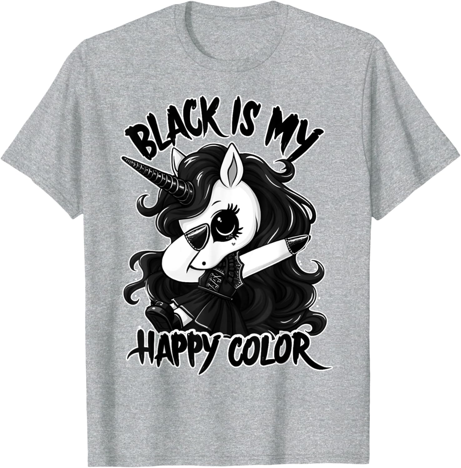 Gothic Unicorn Dabbing T-Shirt - Black is My Lucky Color Tee - 22
