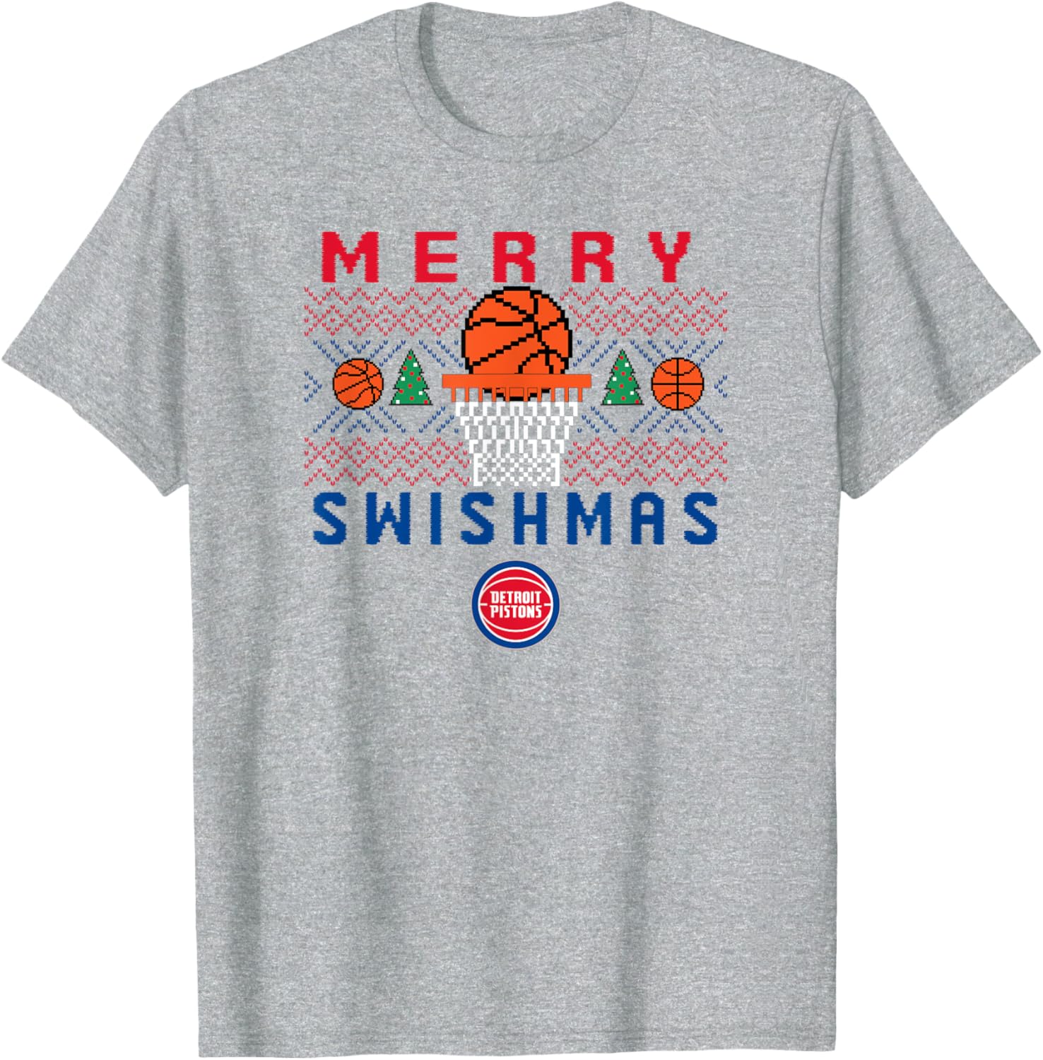 Men's Detroit Pistons Merry Swishmas T-Shirt for Sports Fans - 3