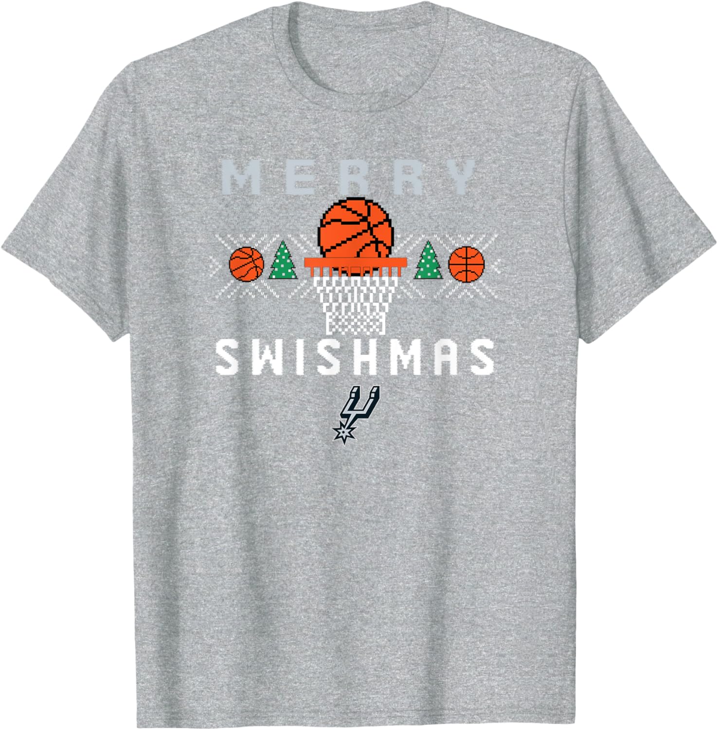 Men's NBA San Antonio Spurs Merry Swishmas T-Shirt for Sports Fans - 1