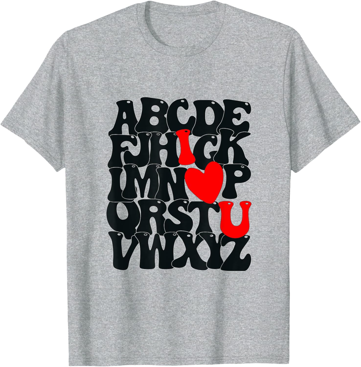 Cute Alphabet ABC I Love You Heart T-Shirt for Valentine's Day Gift - 8