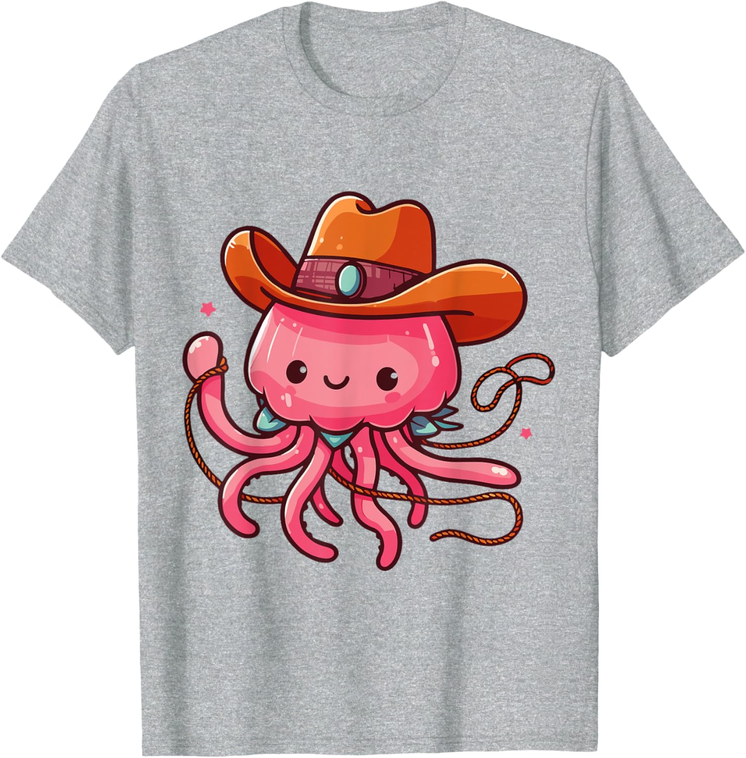 Western Rodeo Cowboy Hat and Jellyfish Texas Animals T-Shirt for Men - 28