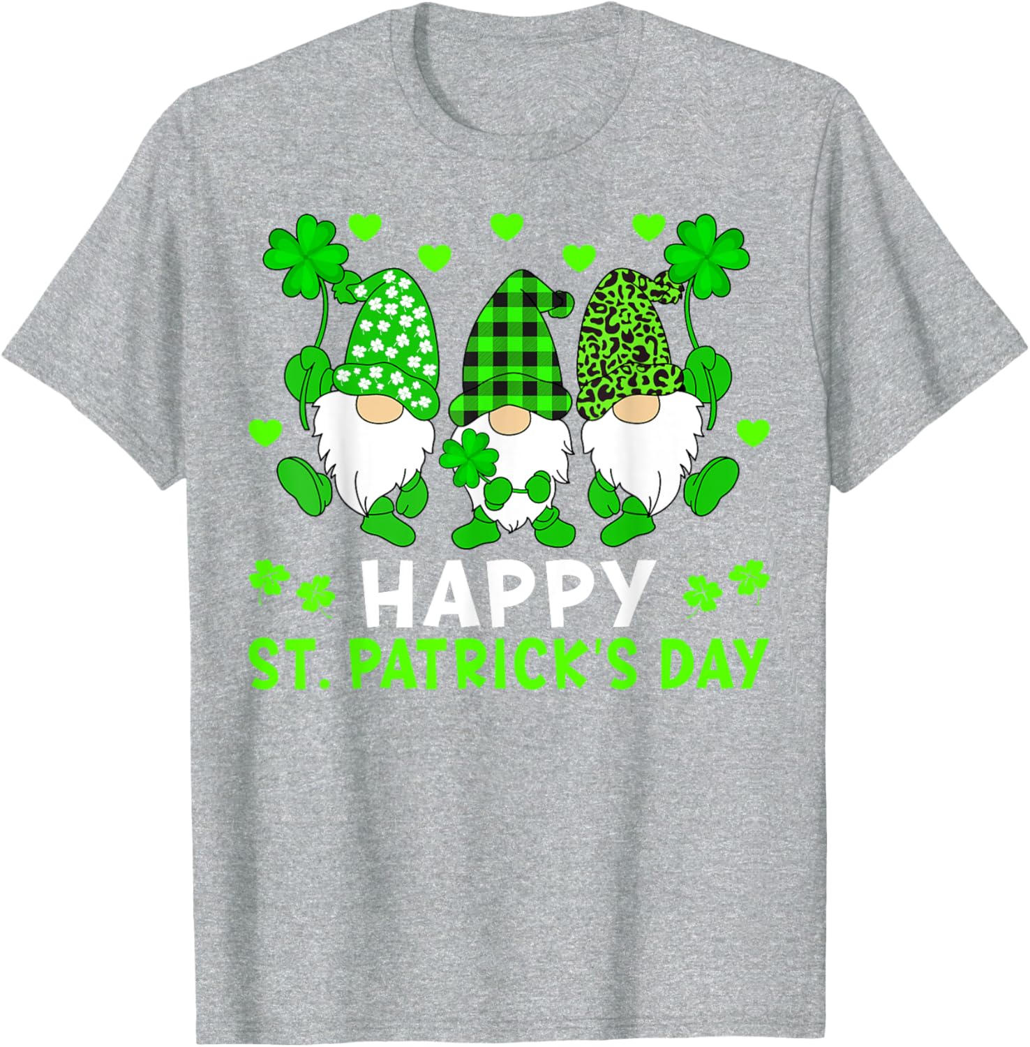 Happy St Patricks Day Gnomes Shamrock T-Shirt for Men Women Kids - 1