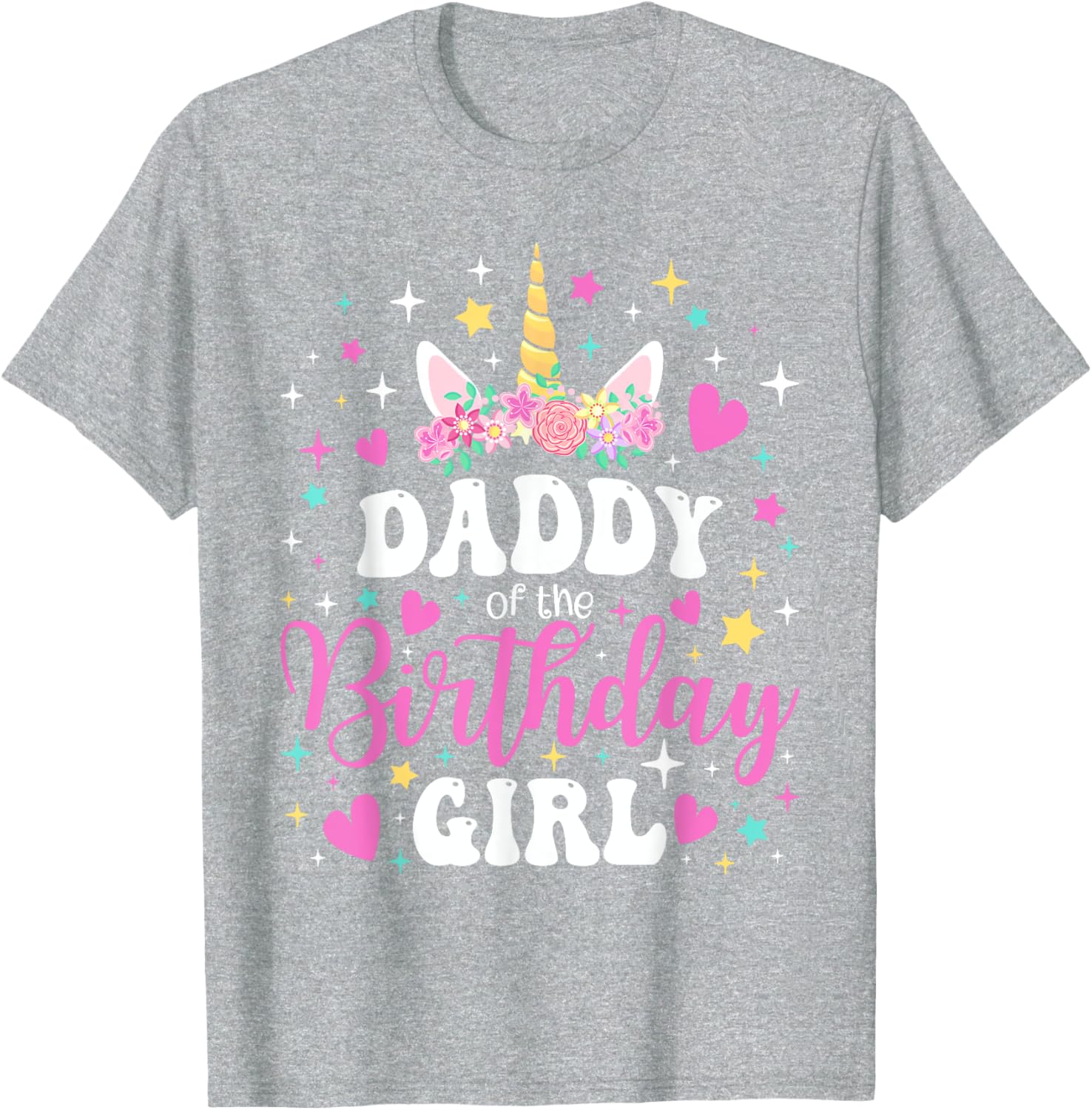 Family Matching Unicorn Daddy T-Shirt for Birthday Girl Celebration - 13