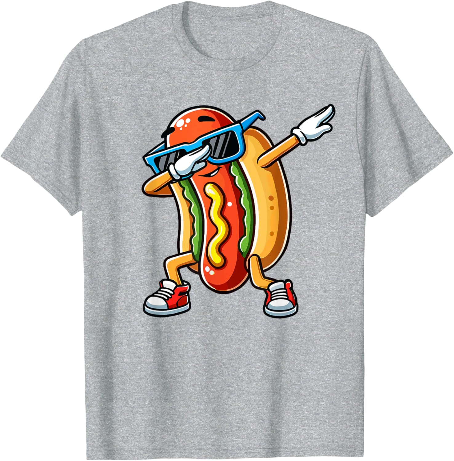 Funny Dabbing Hotdog Sunglasses T-Shirt for Kids Who Love Dogs and Hotdogs - 8
