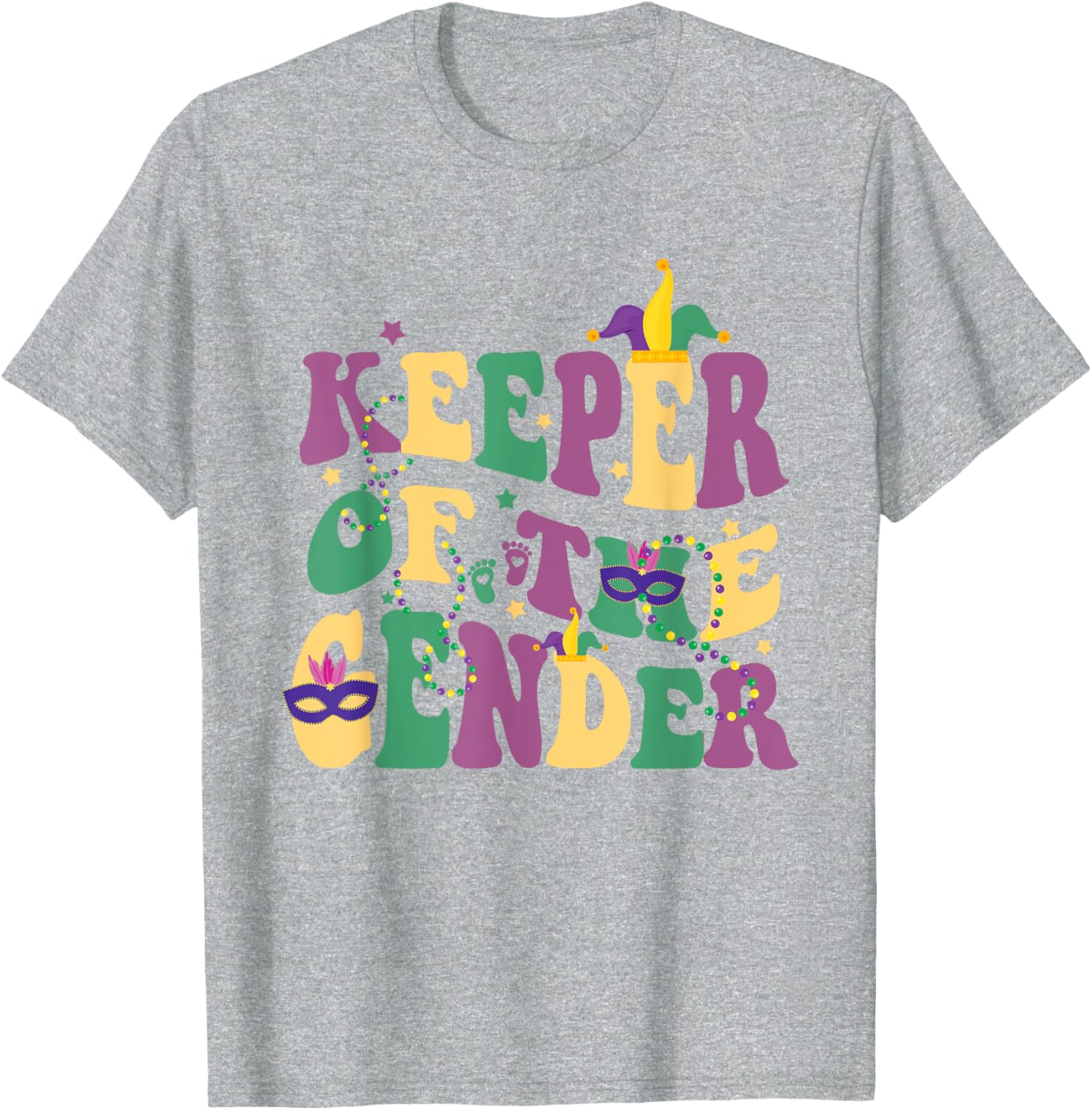 Keeper Of The Gender Reveal Mardi Gras Baby Shower T-Shirt for Fun Celebrations - 3