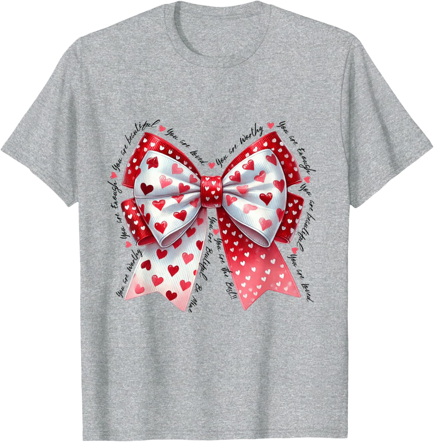 Adorable Cute Coquette Bow Ribbon Valentines Day T-Shirt for Women - 11