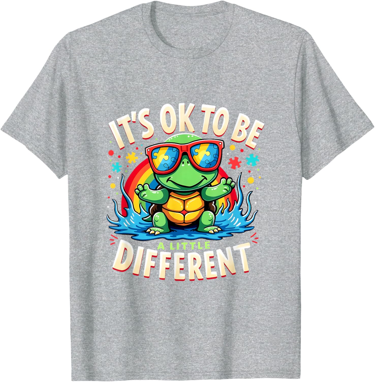 Cute Turtle Autism Awareness T-Shirt It's Ok To Be A Little Different - 19