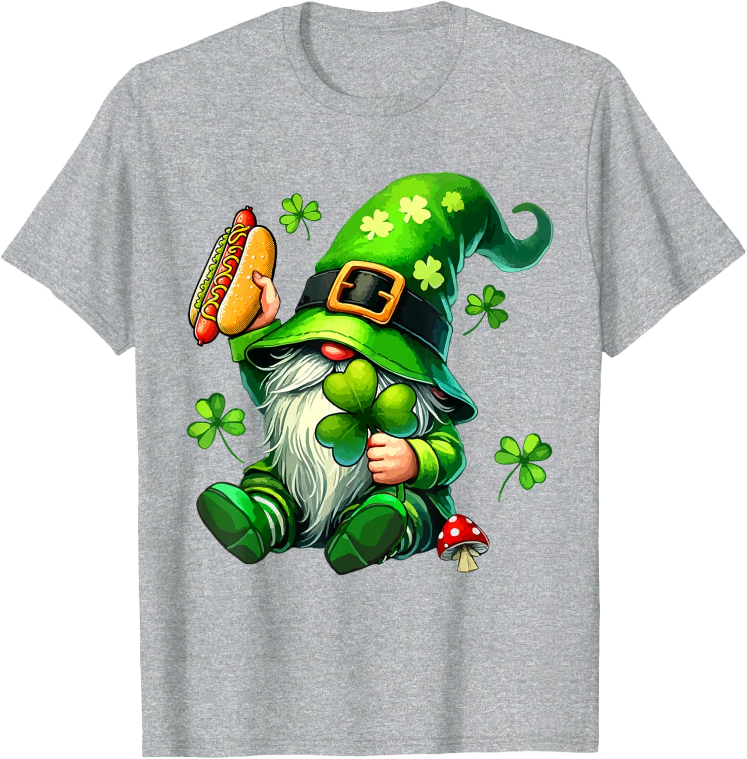 Gnome Eating Hot Dog St. Patrick's Day T-Shirt for Food Lovers - 17