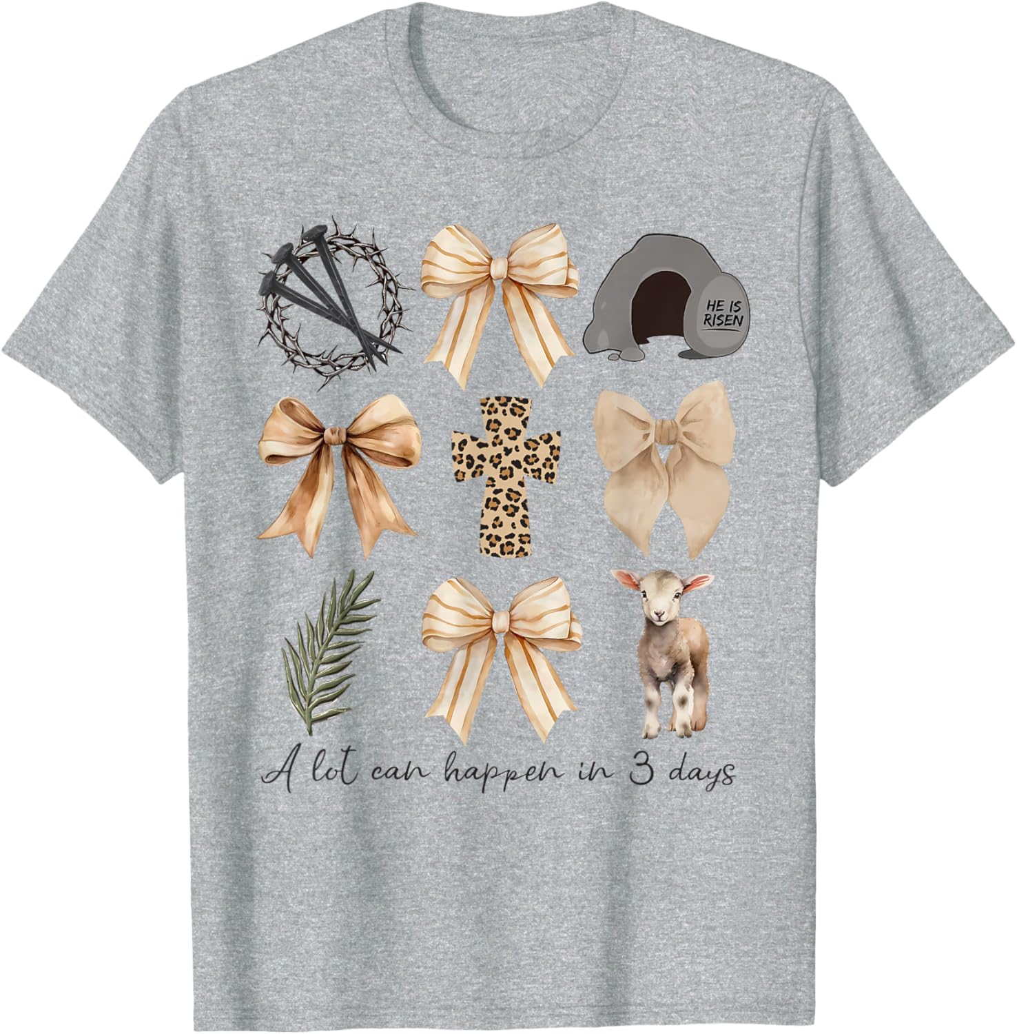 Coquette Bow Christian Easter T-Shirt – A Lot Can Happen in Three Days - 4