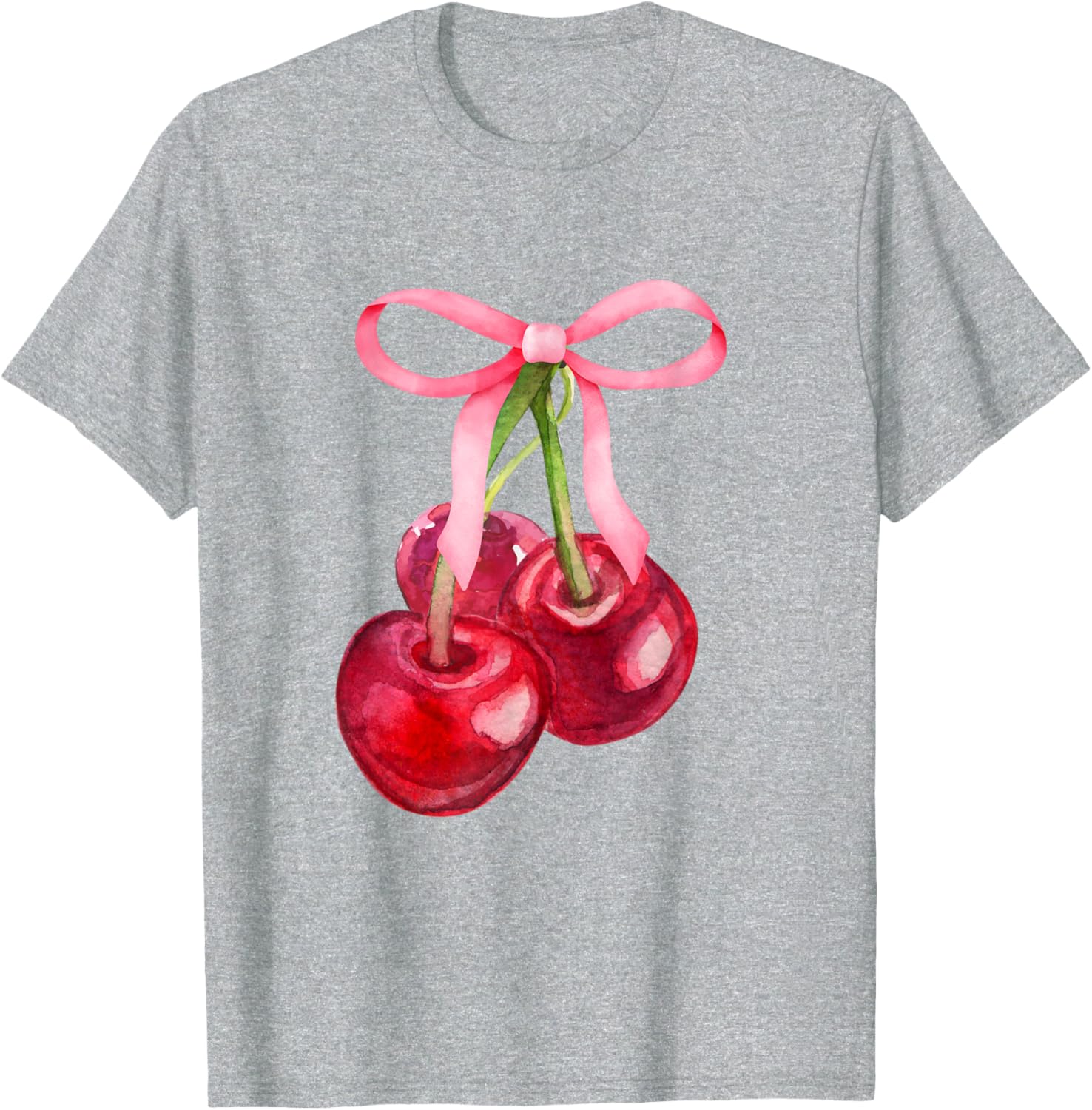 Coquette Red Cherry Pink Bows Preppy Girls T-Shirt for Stylish Kids - 8