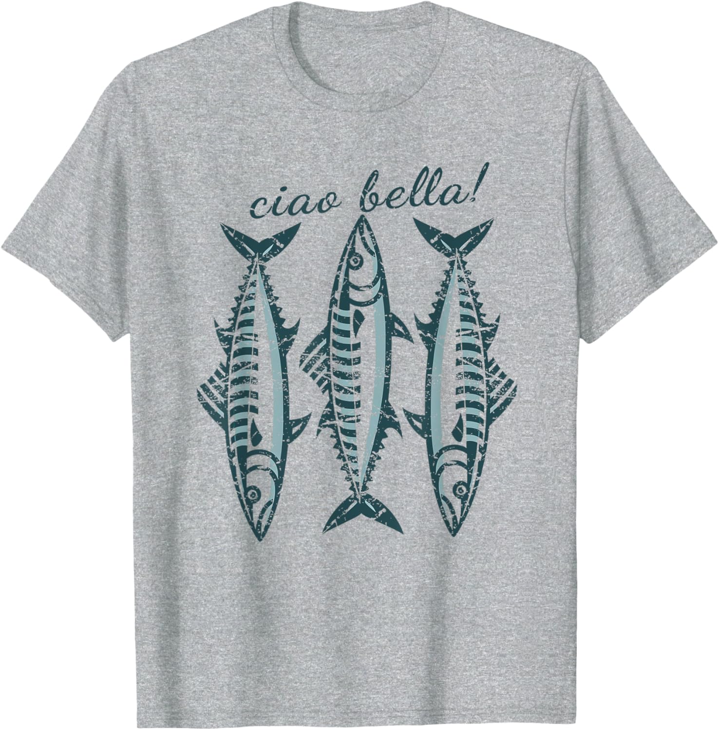 Coastal Italian Fisherman T-Shirt featuring Sardines and Mackerel Design - 3