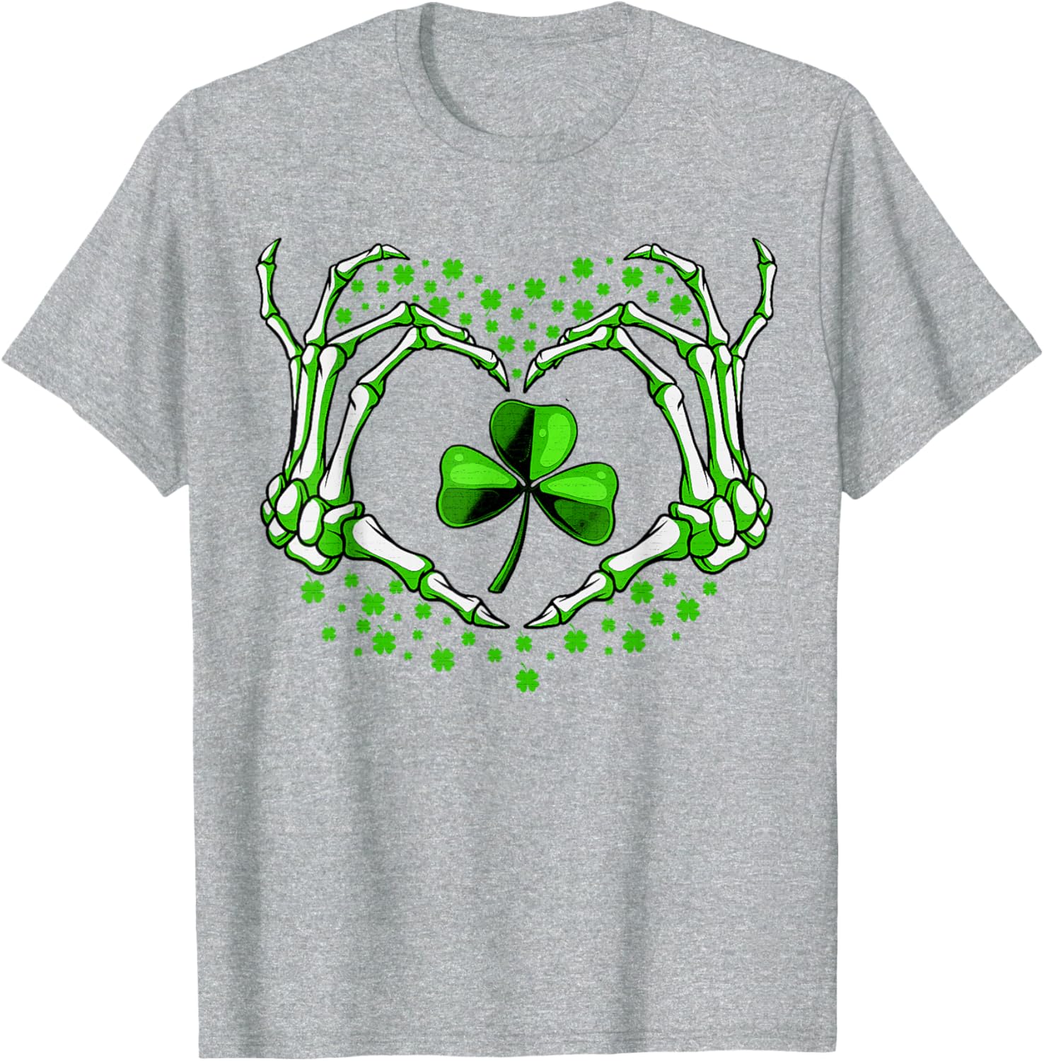 Skeleton Hand Heart Shamrock St Patricks Day T-Shirt for Festive Fun - 6