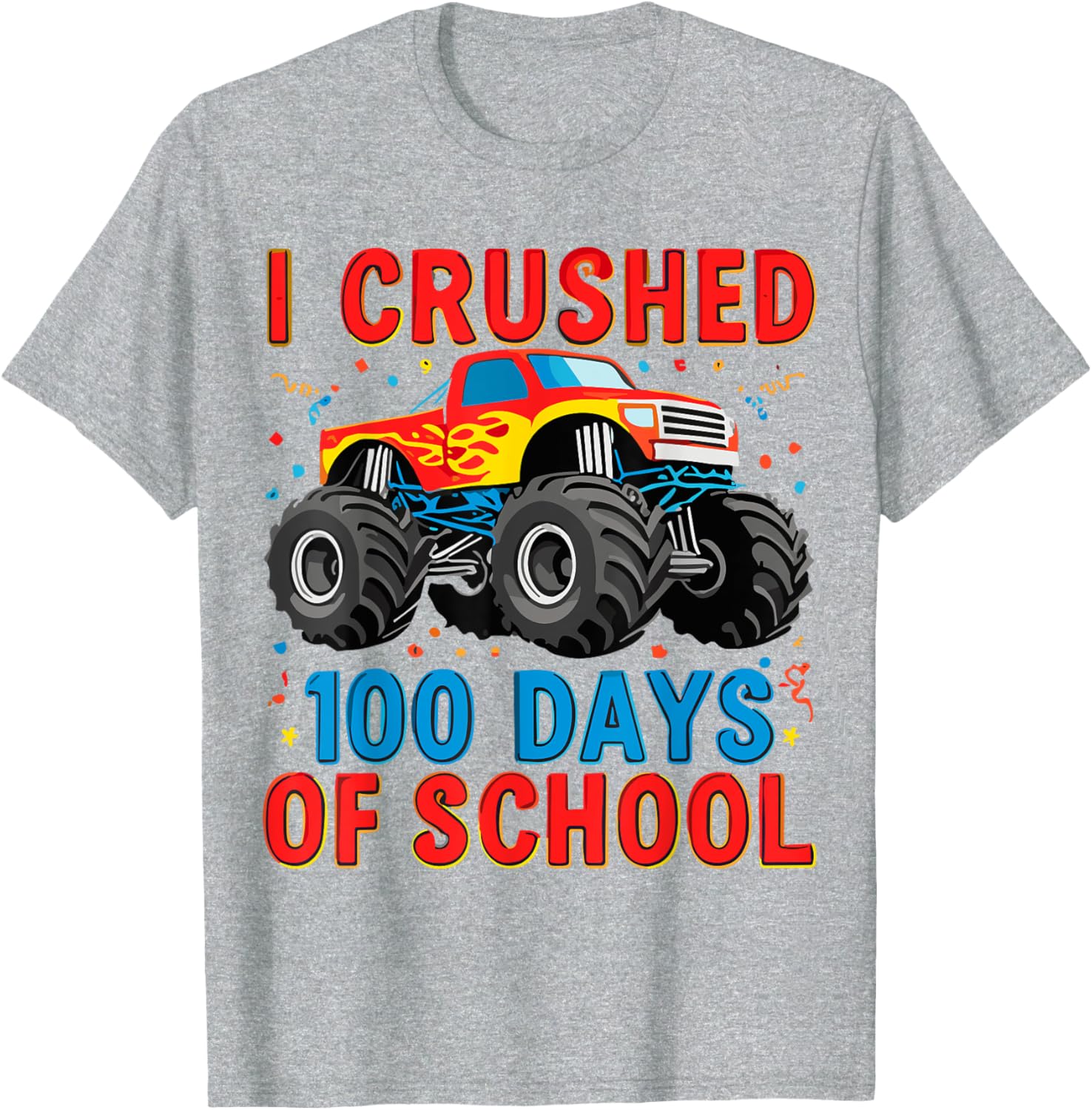 100 Days of School Monster Truck T-Shirt for Boys Fun School Spirit Gear - 14