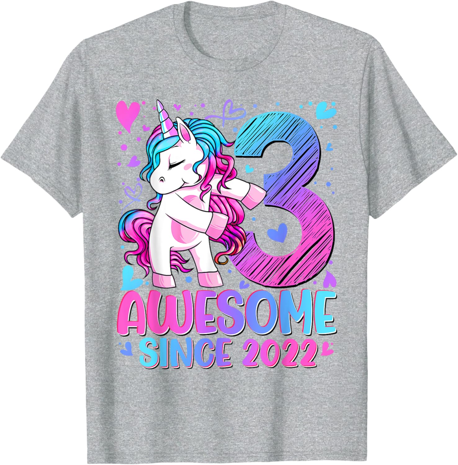 Cute Unicorn T-Shirt for 3 Year Old Girls Birthday Party Gifts - 4