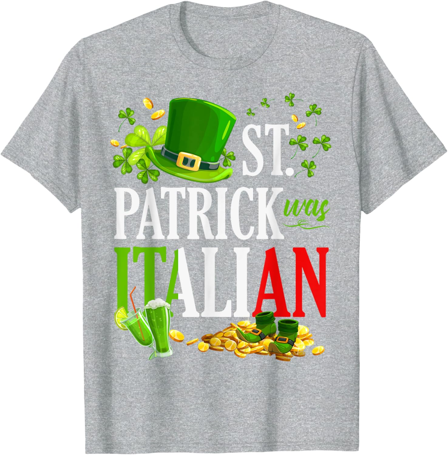 Vintage St Patrick Was Italian Clover Graphic T-Shirt for St Patricks Day - 17