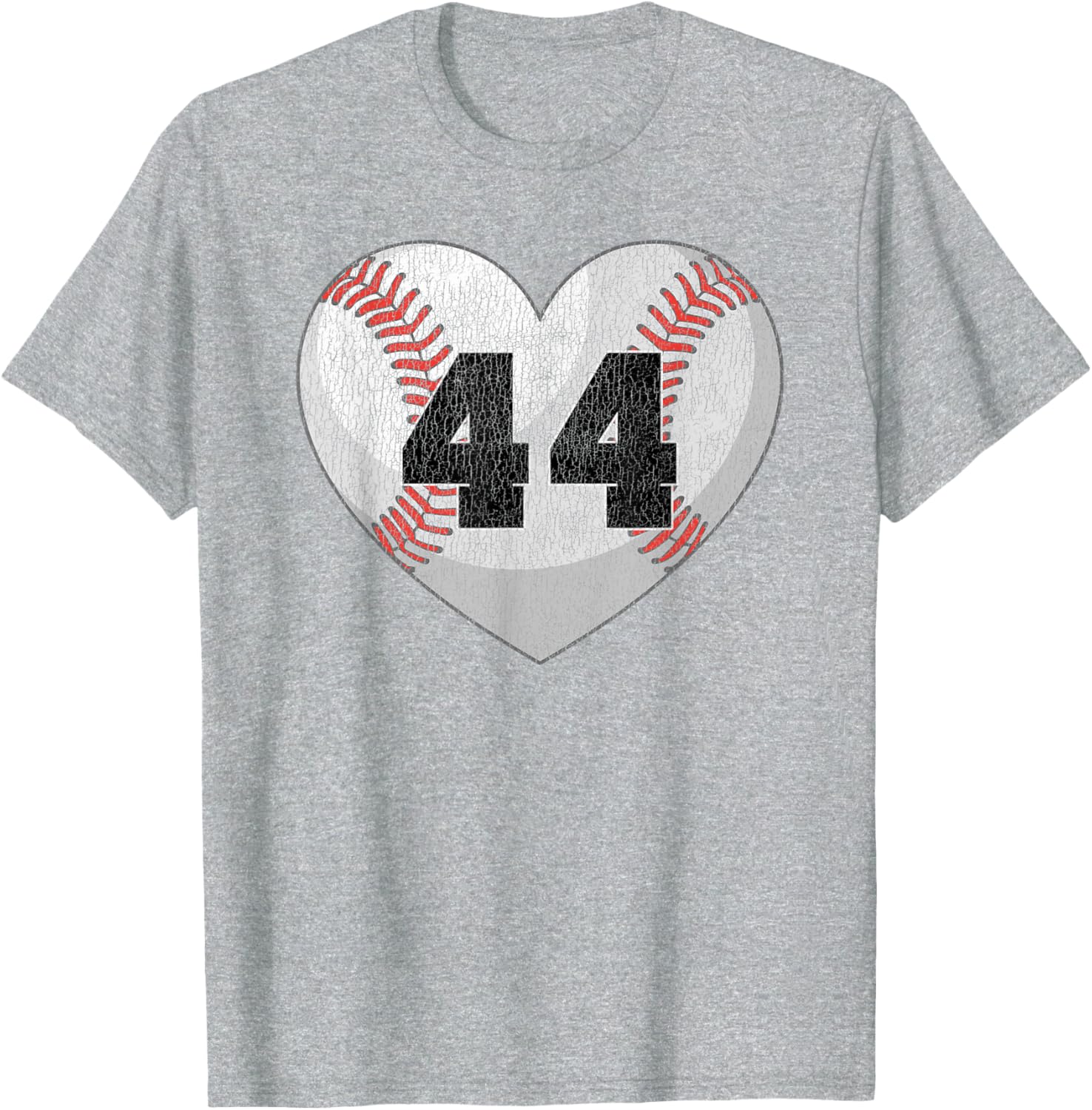 Cute Baseball Number 44 Distressed Heart T-Shirt for Baseball Moms - 10