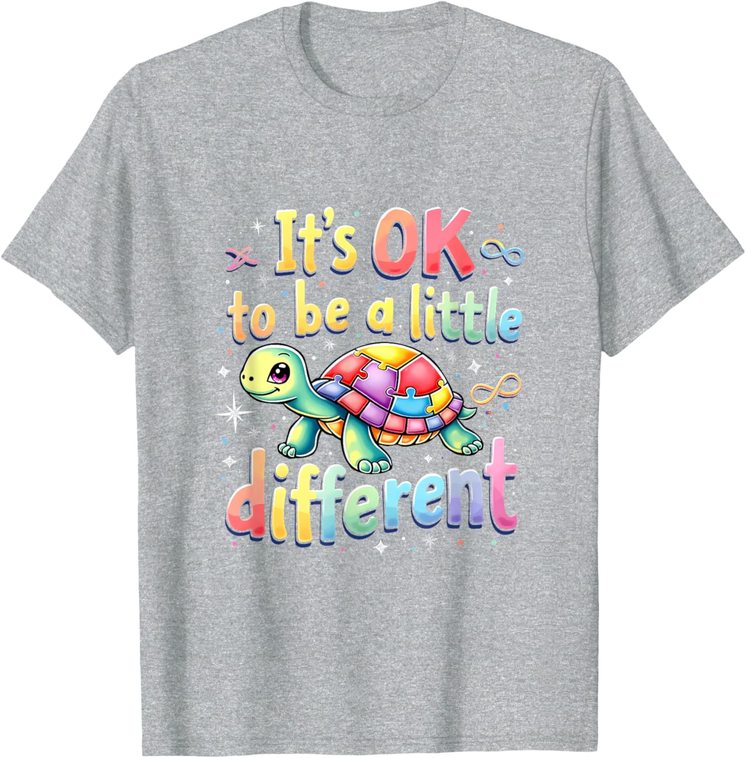 Autism Awareness Turtle T-Shirt It's Okay to Be Different Fun Tee - 7