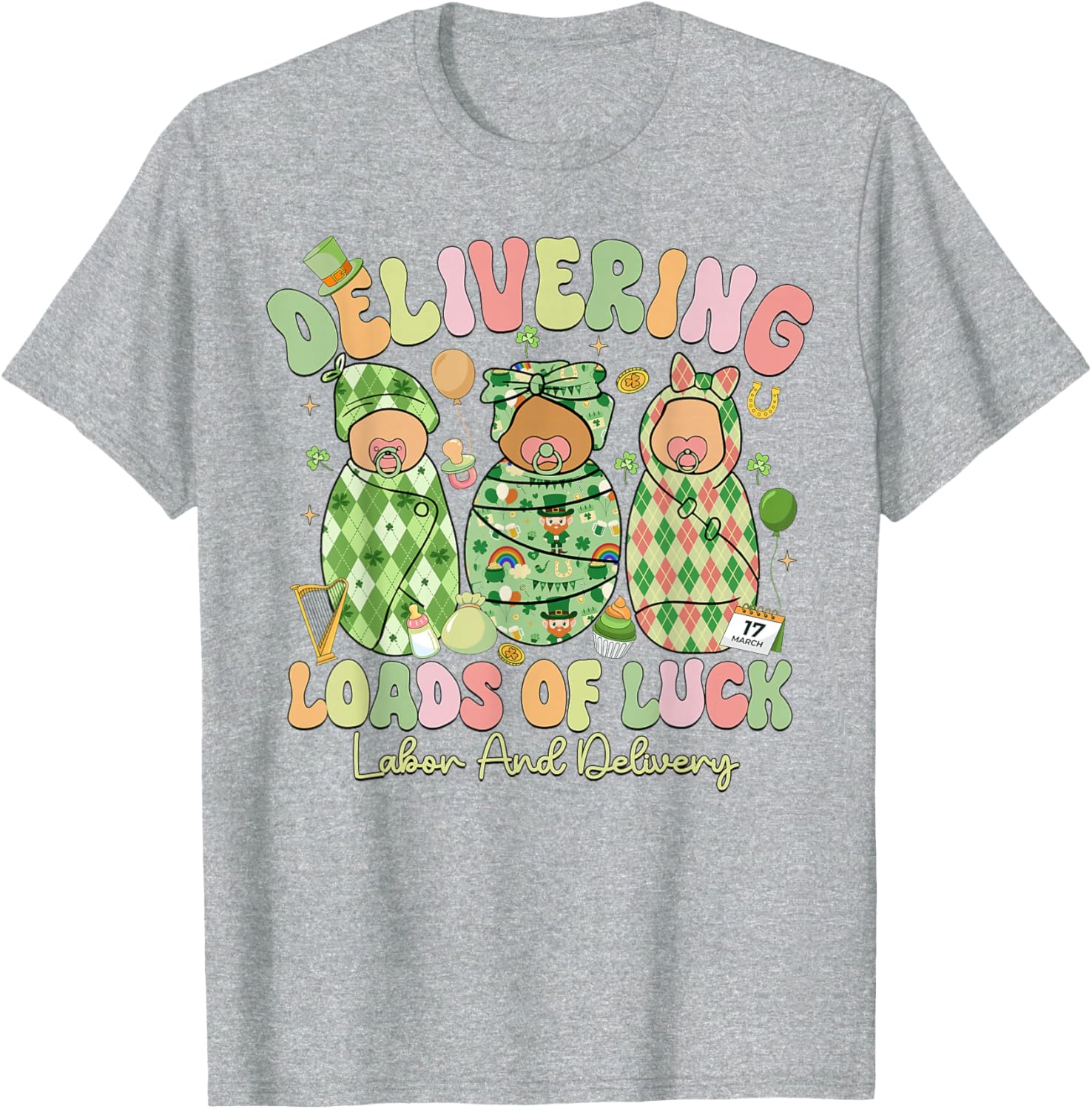 Lucky St Patricks Day Labor and Delivery T-Shirt for Moms to Be - 8