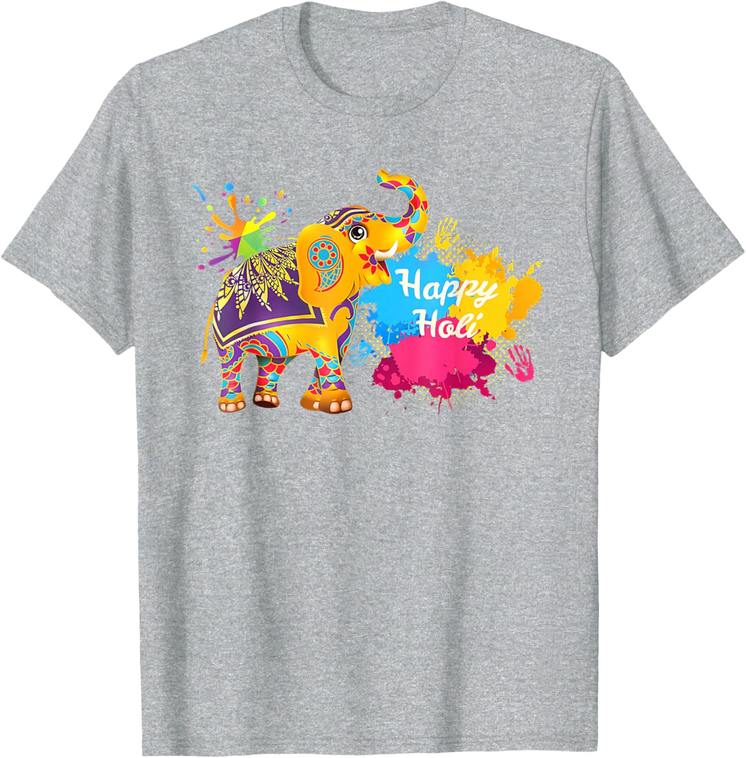 Happy Holi Elephant T-Shirt for Men, Women, and Kids - Colorful India Apparel - 18