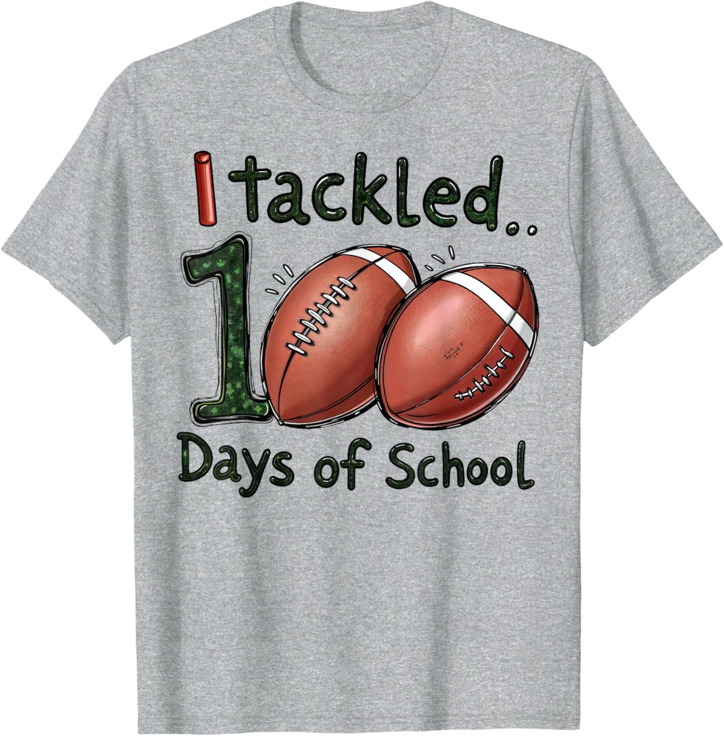 100 Days of School Football Boys T-Shirt for Celebrating Milestones - 3