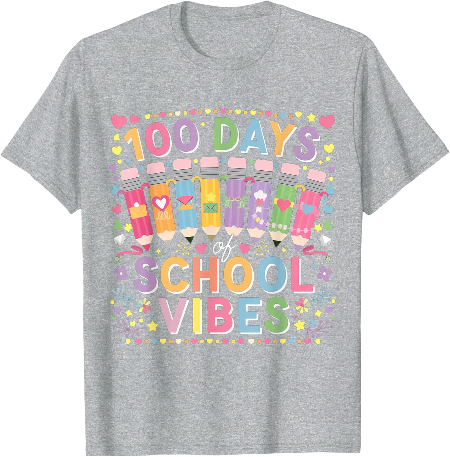Cute Heart 100th Day of School T-Shirt for Kids Fun Celebration Wear - 13