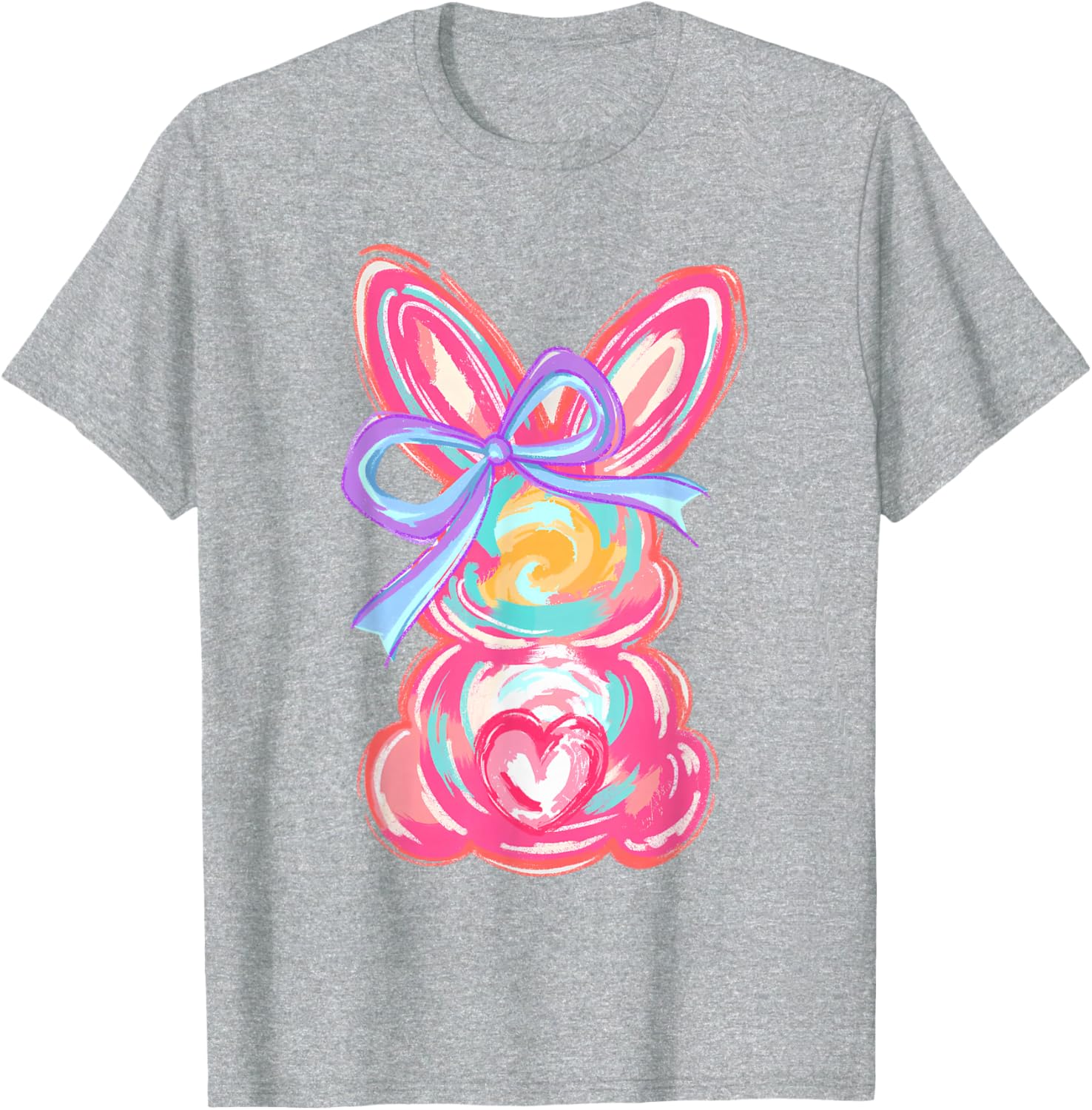 Cute Easter Bunny Bow Tie Dye T-Shirt for Girls and Women - 9