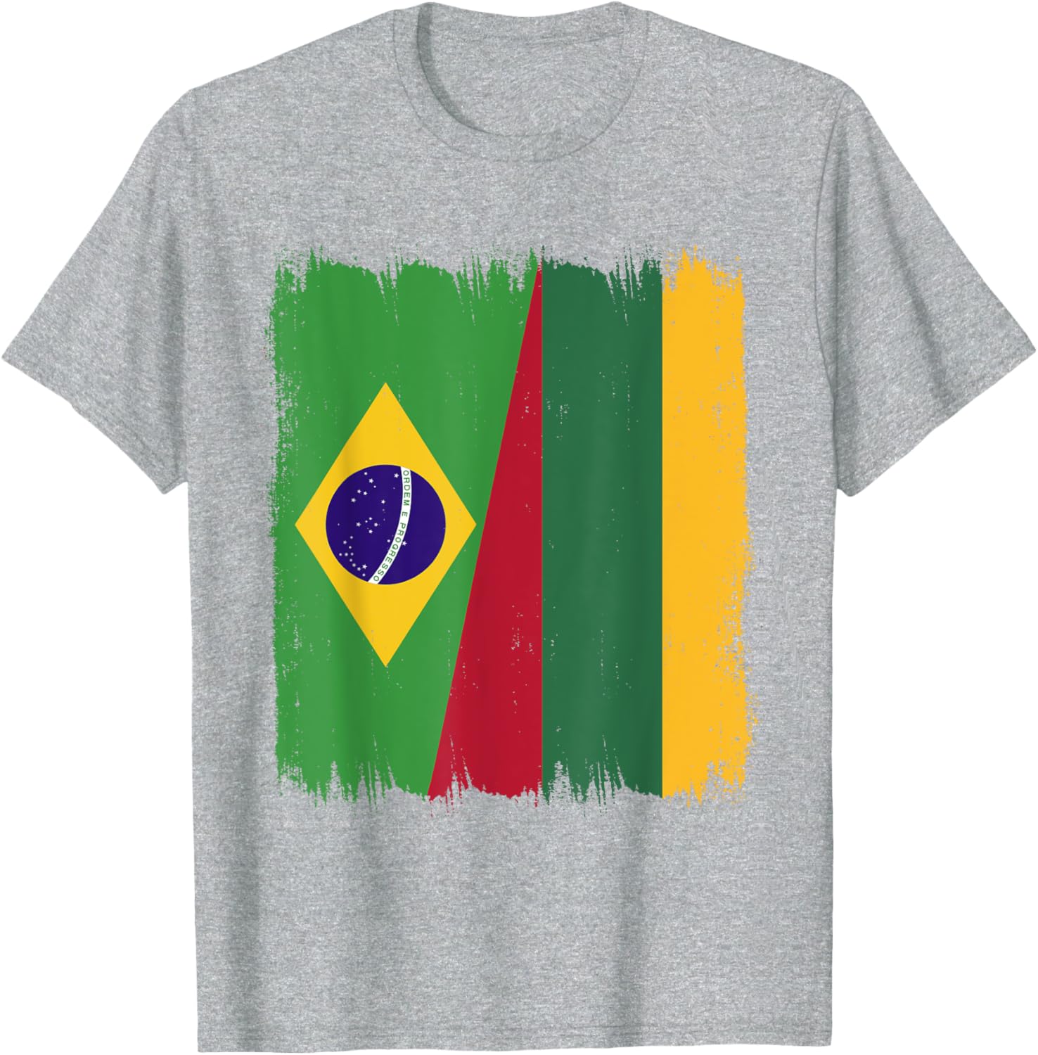 Brazil Lithuania Half Flag Roots T-Shirt for Proud Brazilian Lithuanians - 18