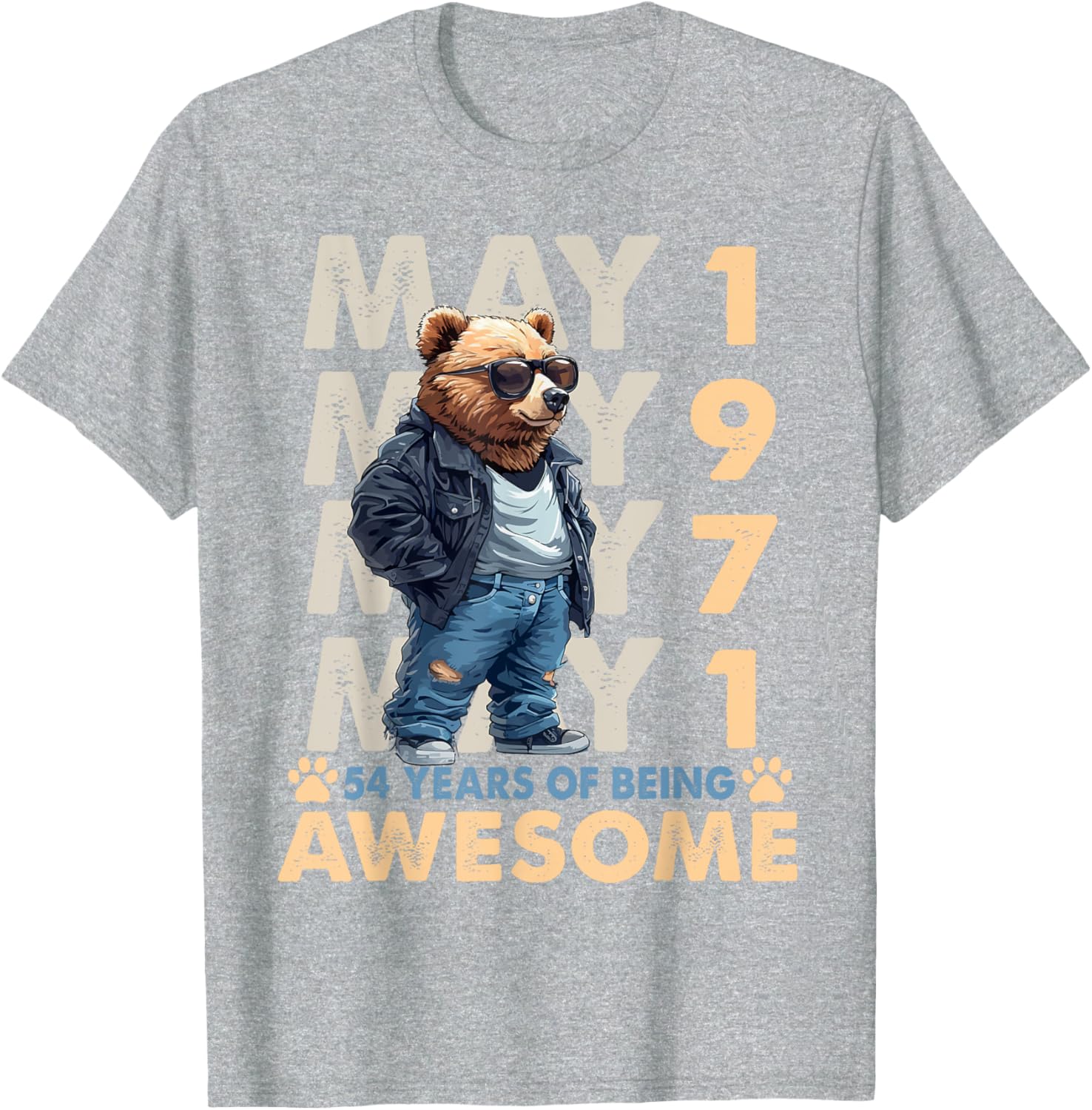 54th Birthday Bear Legends May 1971 T-Shirt for Men - Fun Gift Idea - 20