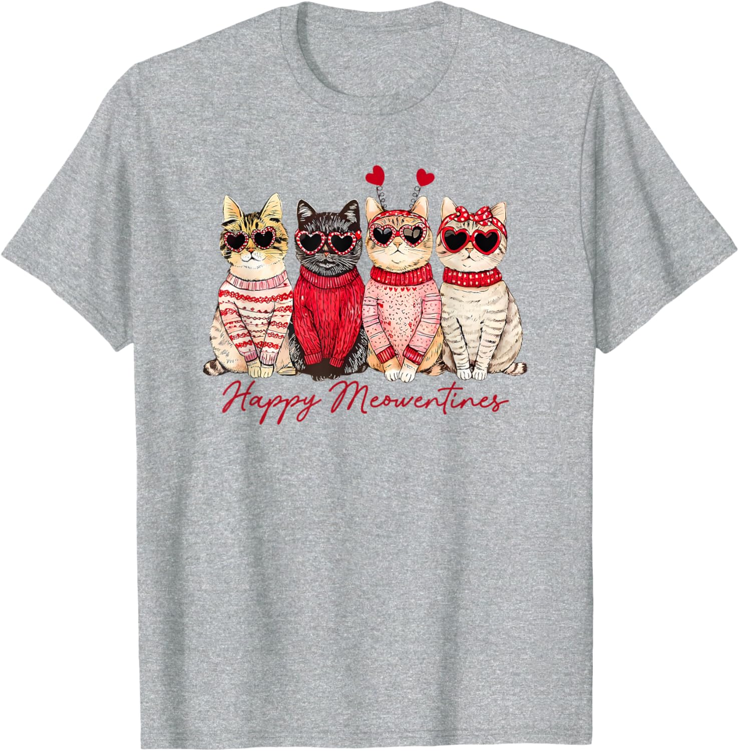 Happy Meowentines Cat T-Shirt for Valentine's Day Love and Fun - 1