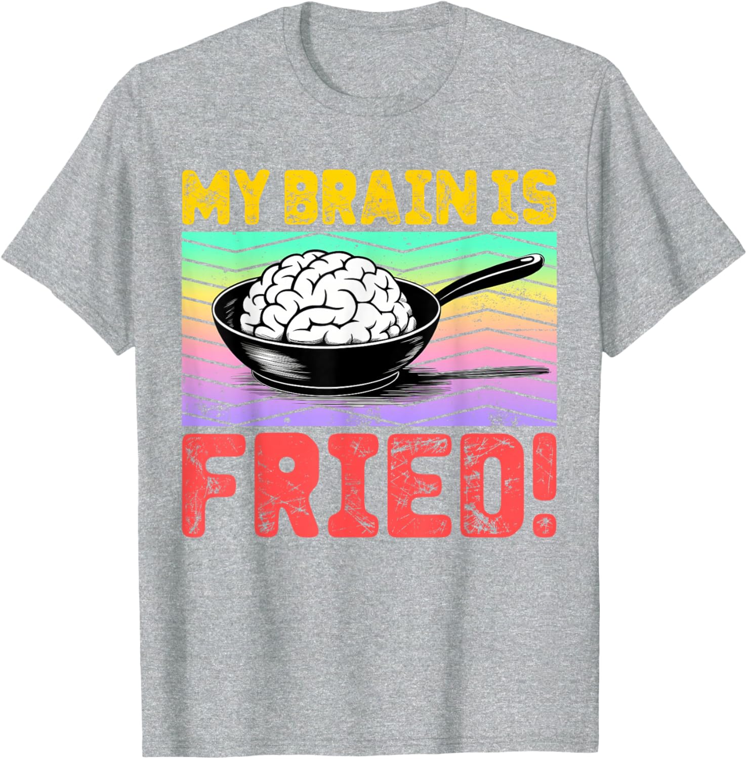 Cartoon Brain Fried Stress Relief T-Shirt for Fun and Relaxation - 13