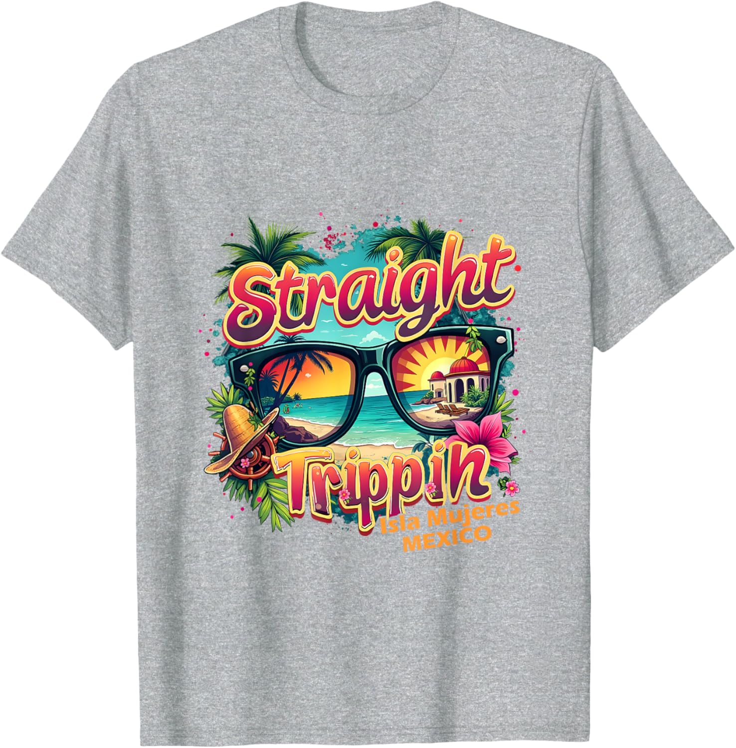 Isla Mujeres 2025 Retro Straight Trippin T-Shirt for Vacation Fun - 21