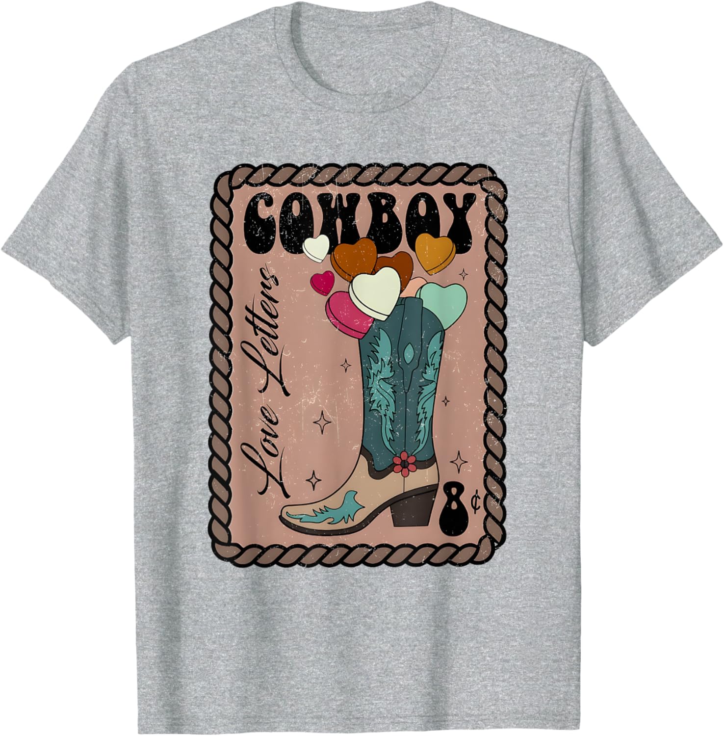 Cute Cowboy Love Letter Retro Valentine T-Shirt for Western Lovers - 26