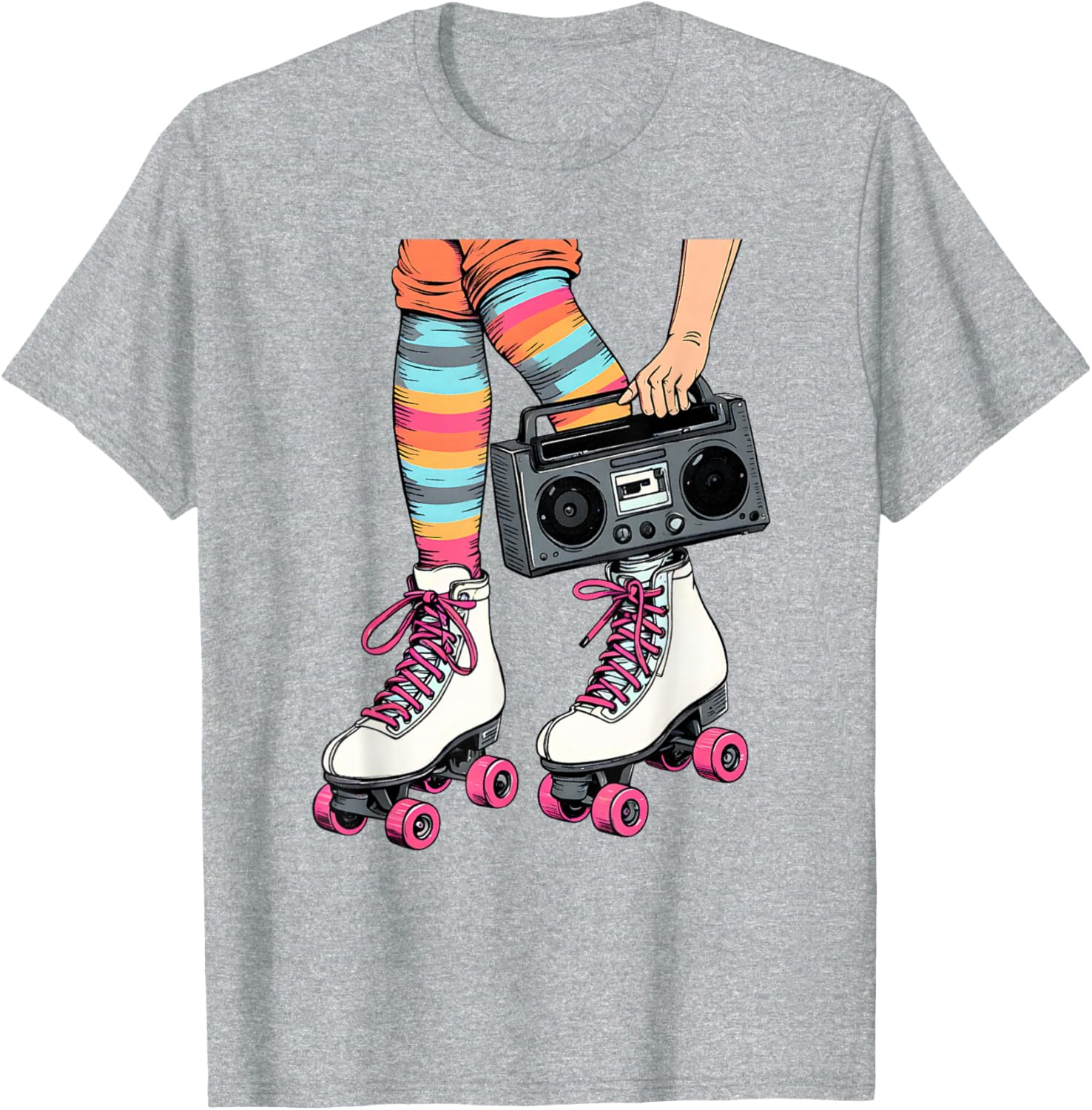 Retro Rollerskates Boombox T-Shirt for Fun 80's 90's Girls Vibes - 27