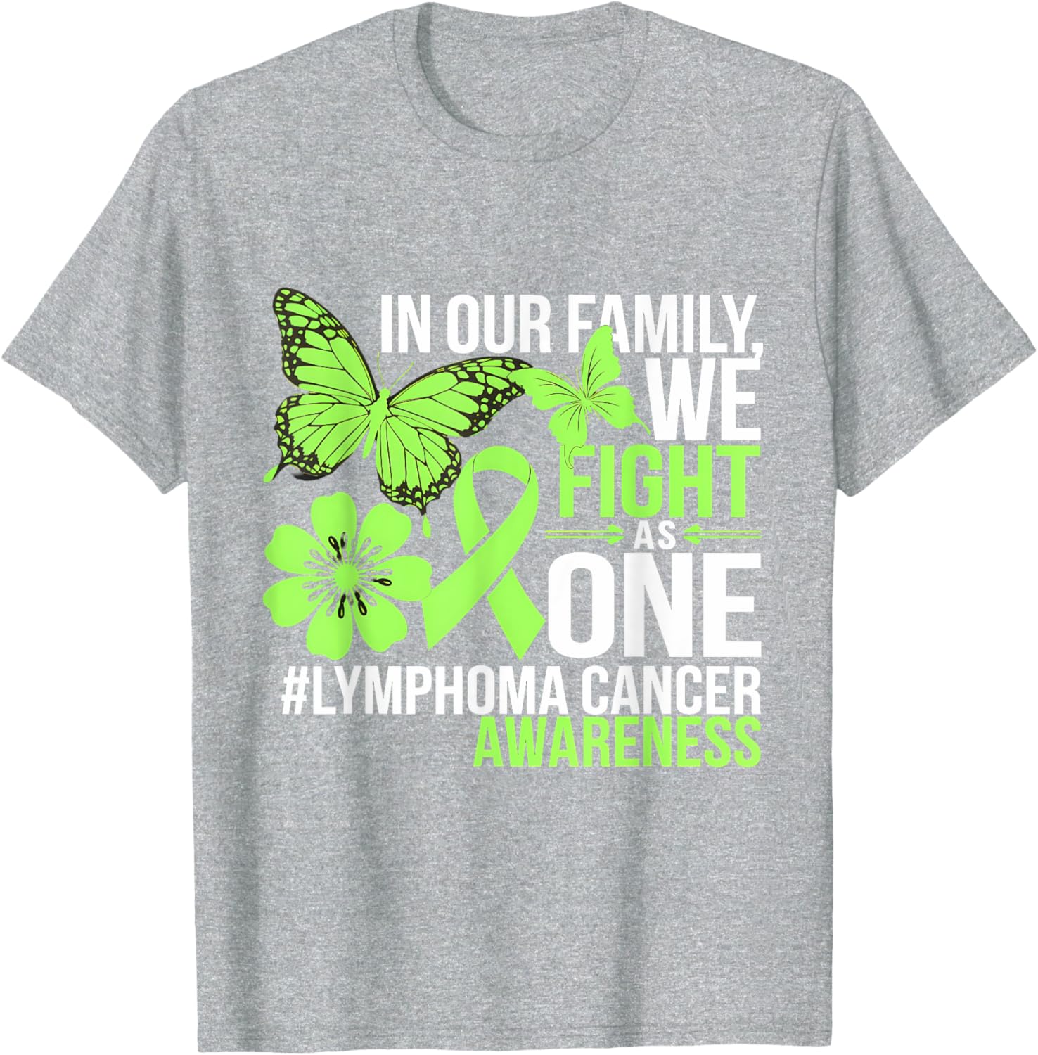 Green Ribbon Lymphoma Awareness We Fight As One T-Shirt for Supporters - 1
