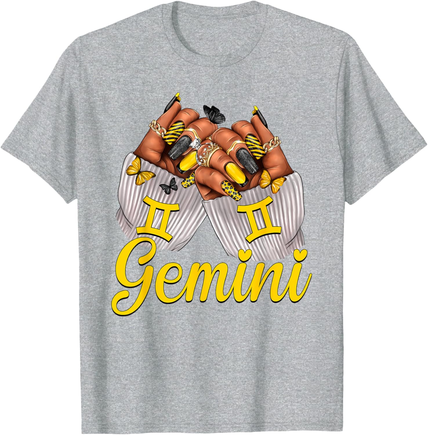 Gemini Black Women Nails Zodiac Birthday Queen T-Shirt for Astrologers - 6