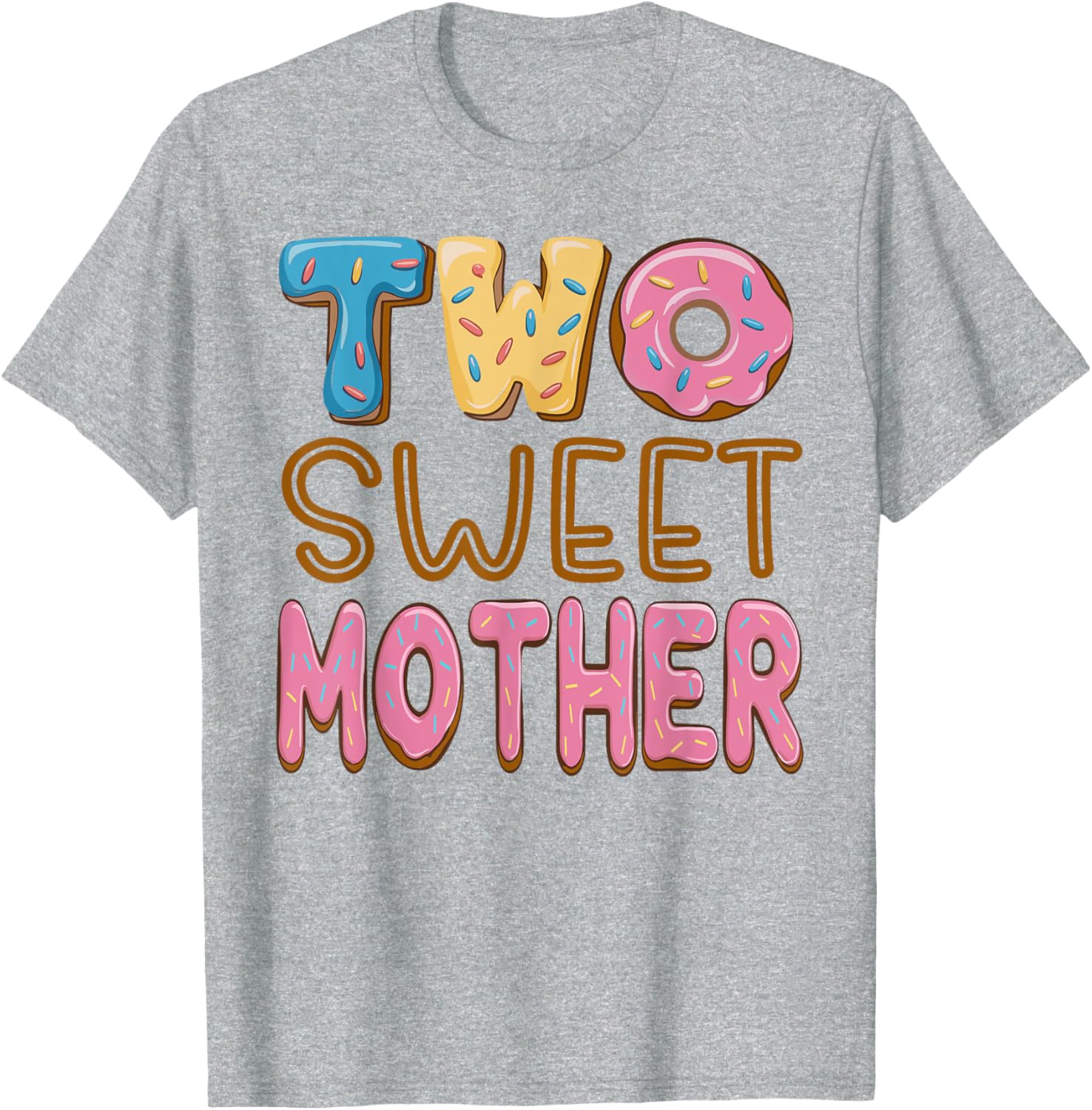 Cute Mom of Two Sweet Donut Birthday Girl T-Shirt for 2nd Birthday Celebration - 3