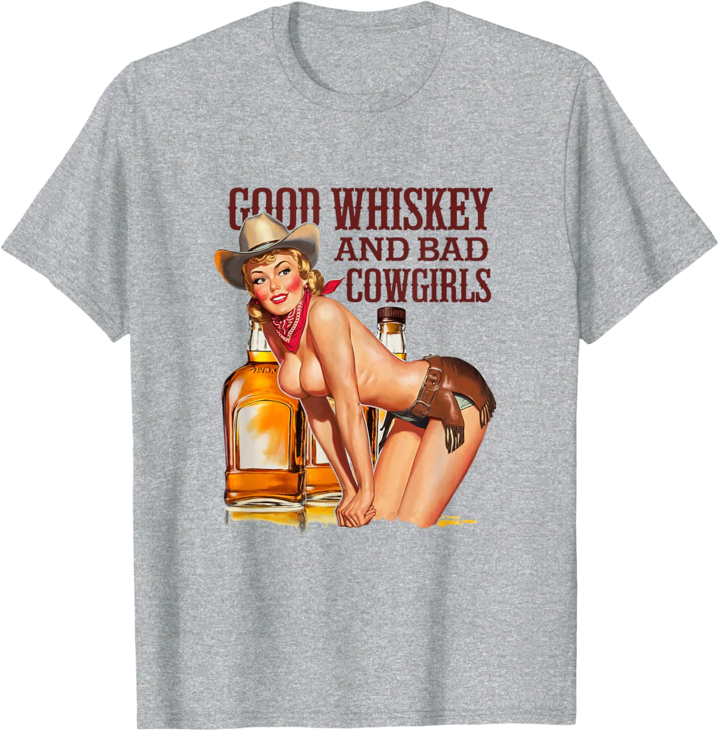 Funny Vintage Good Whiskey and Bad Cowgirls T-Shirt for Alcohol Lovers - 4