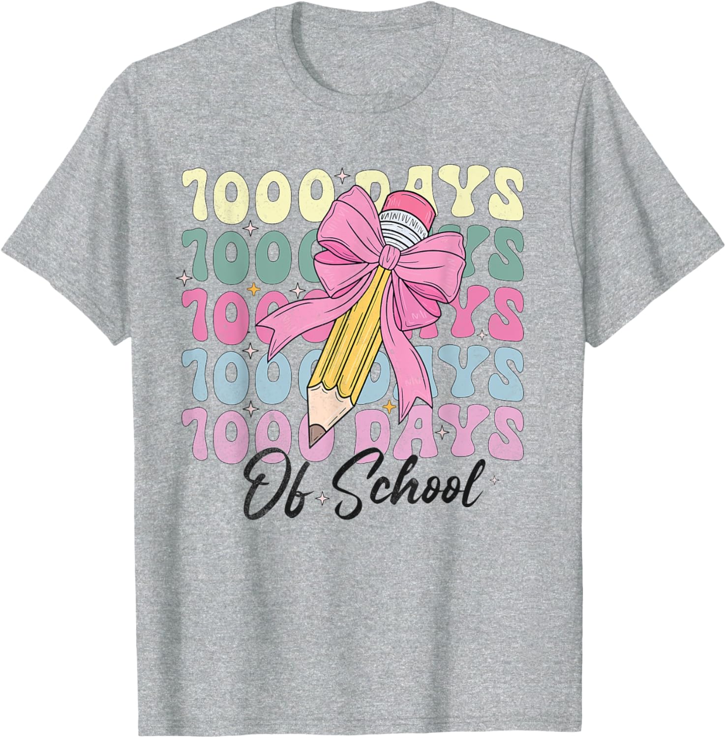 1000 Days of School Girls Coquette Bow T-Shirt for Celebration Fun - 8