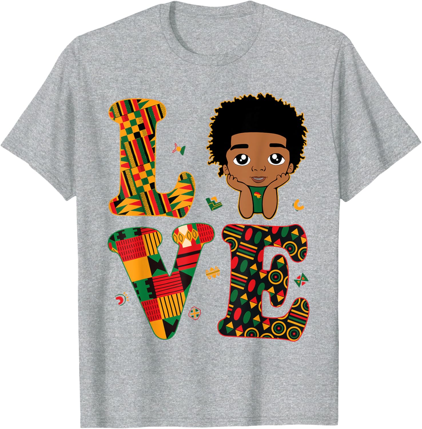 Proud LOVE African Kente Toddler Boys T-Shirt for Black History Month - 4