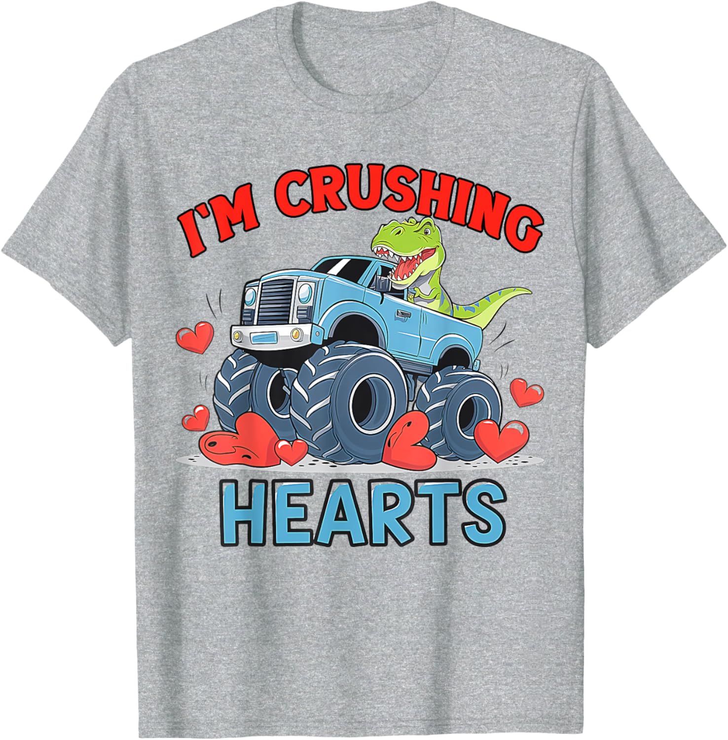 Hearts Crusher Monster Truck Valentine's Day T-Shirt for Kids and Adults - 23