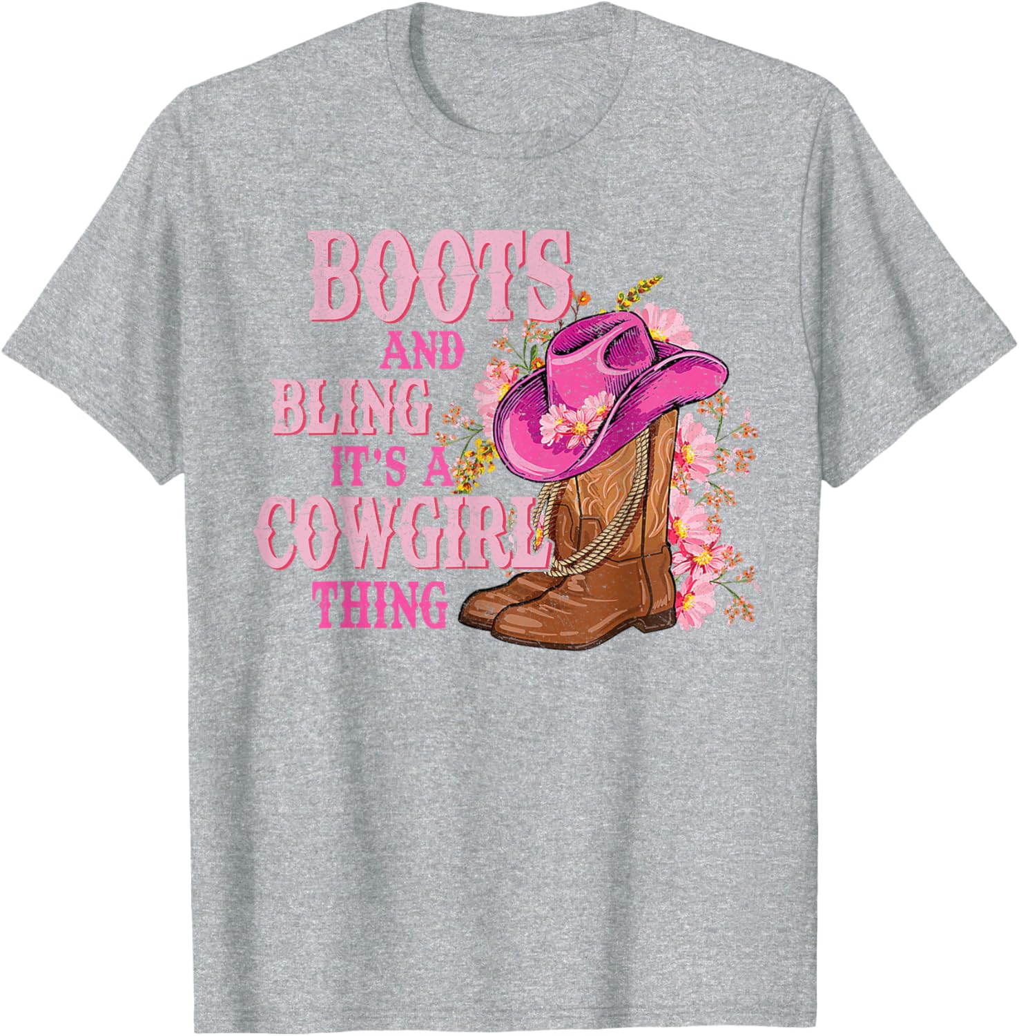 Cowgirl Style Boots and Bling Rodeo Love T-Shirt for Country Girls - 2