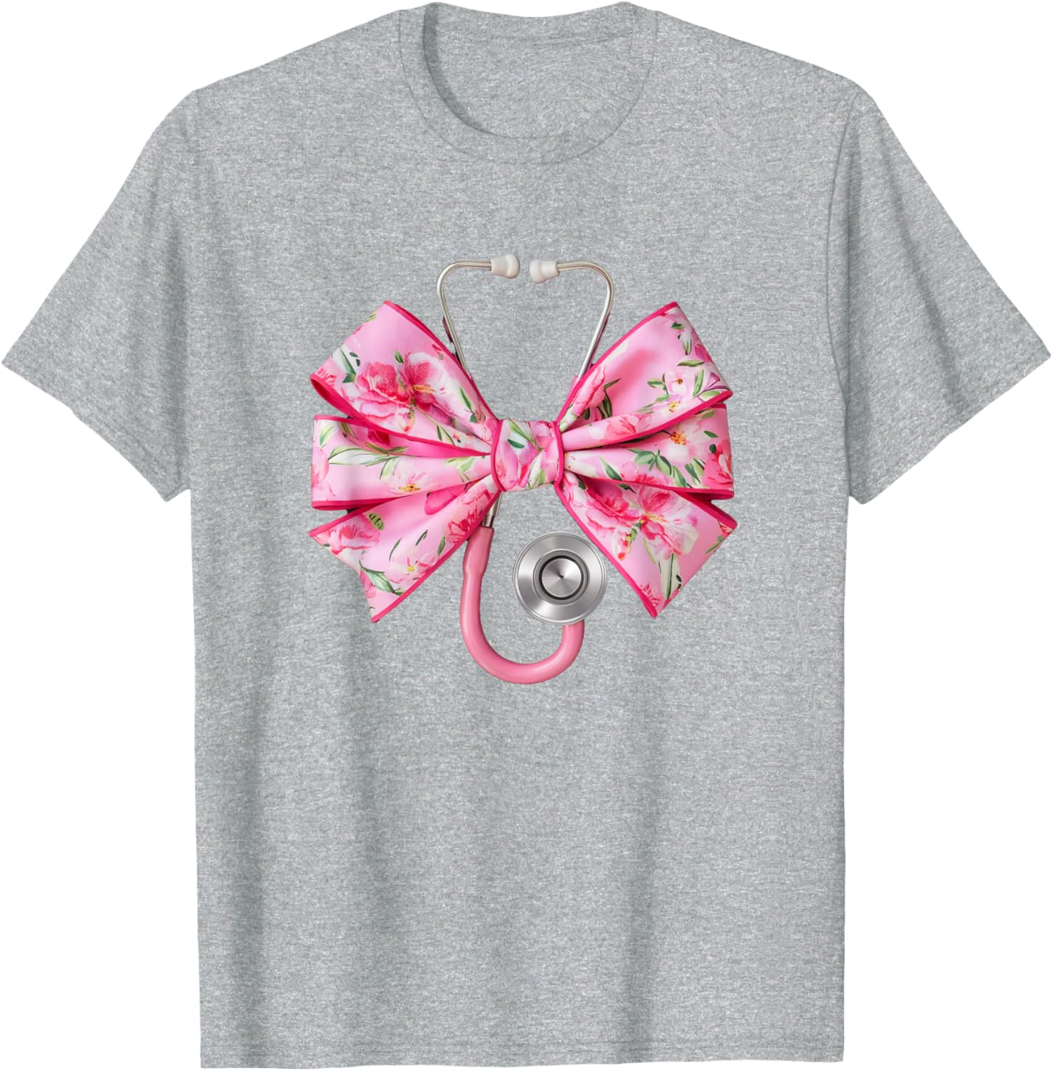 Pink Coquette Nurse Stethoscope Bow T-Shirt for Nurse Appreciation Gift - 16