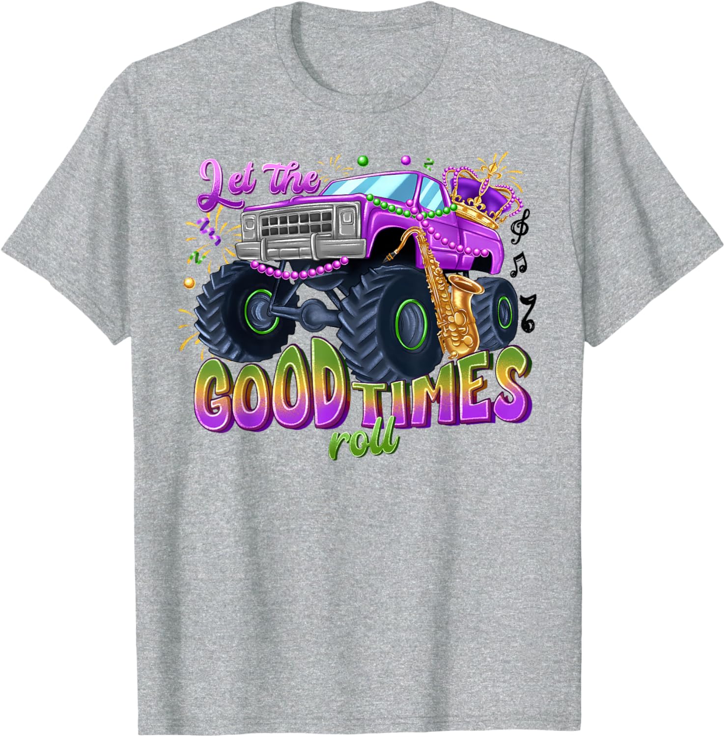 Mardi Gras Monster Truck T-Shirt for Kids Let the Good Times Roll - 7
