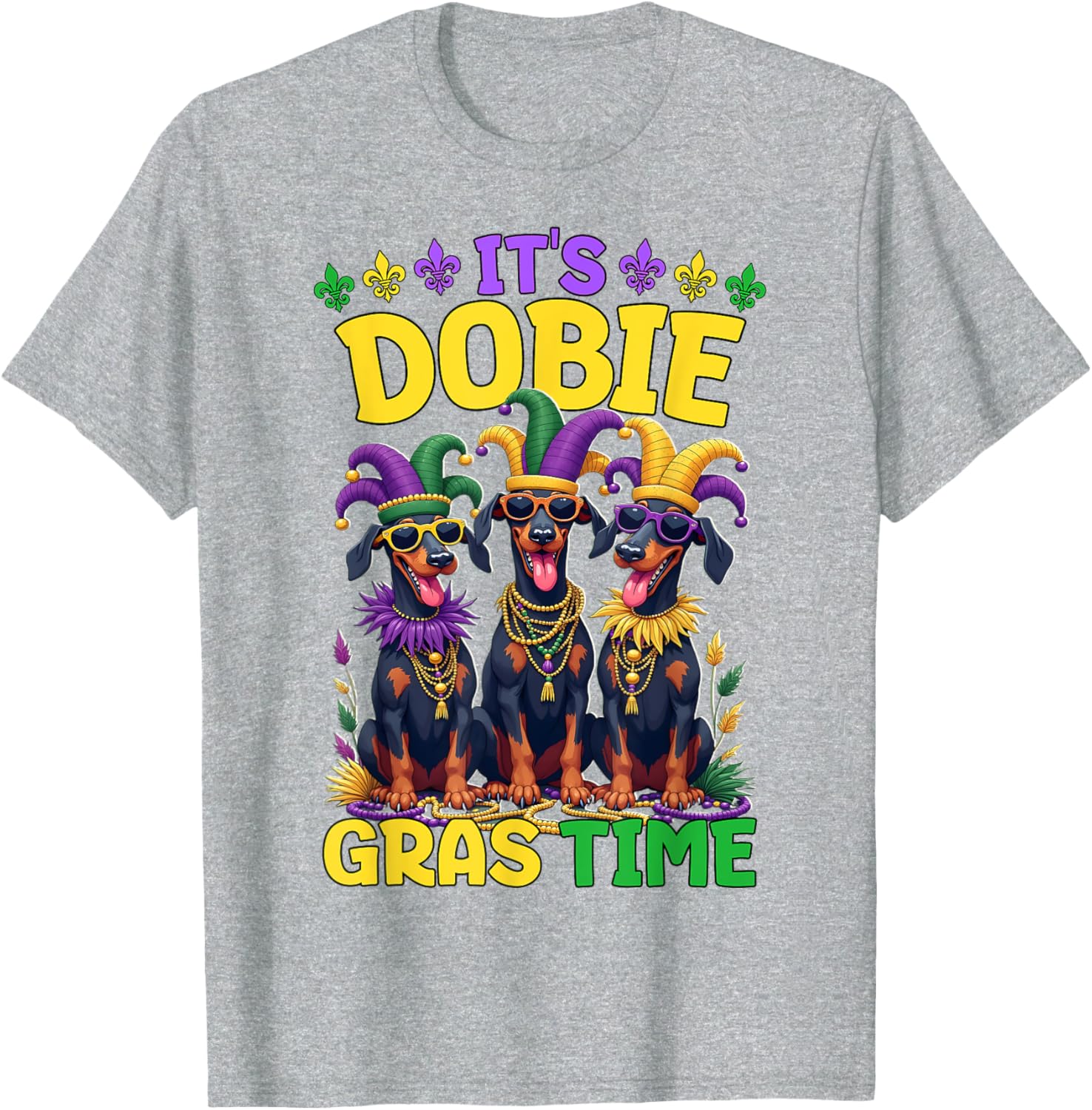Mardi Gras Doberman T-Shirt Celebrating Carnival Festivities - 9
