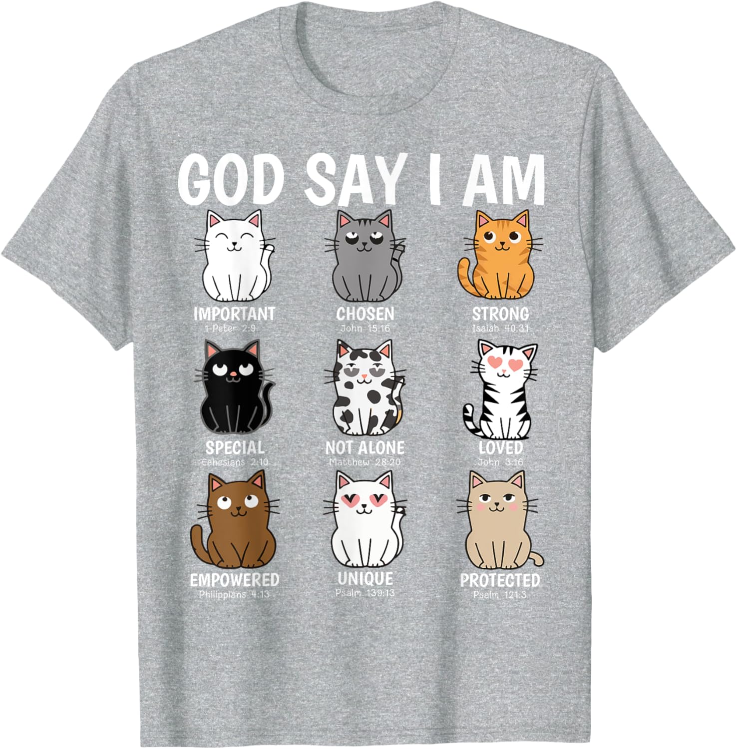 Funny Cats Bible Verse T-Shirt for Men Women Kids - Christian Cat Love - 7