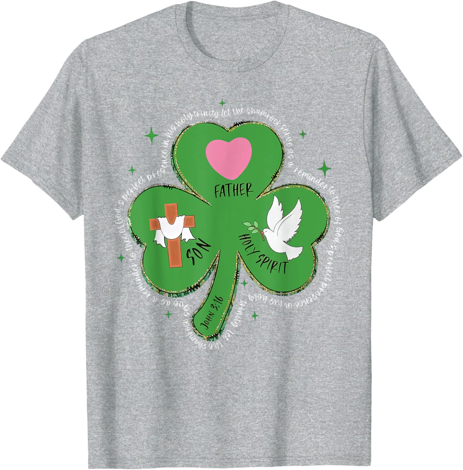 Shamrock Holy Trinity T-Shirt Father Son Holy Spirit Patrick Style - 9
