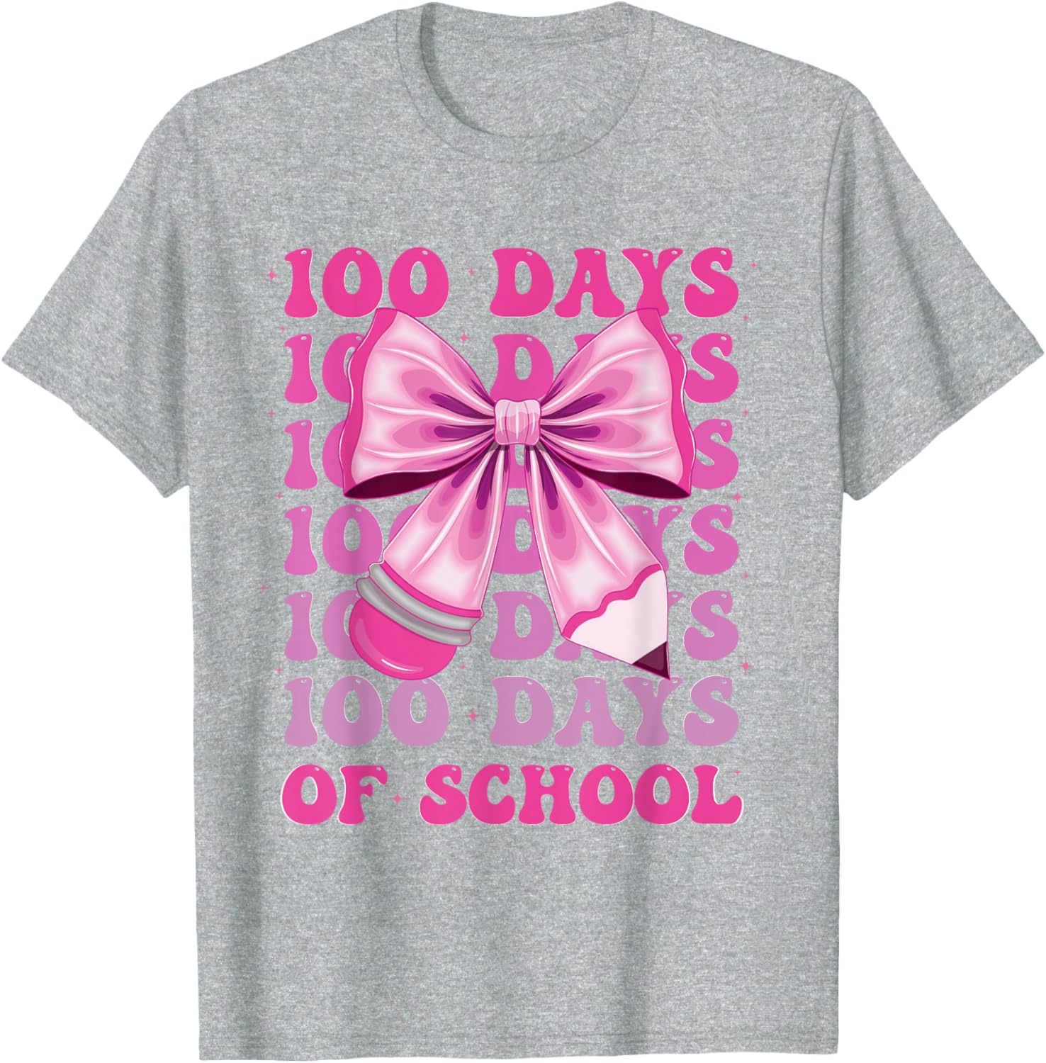 100 Days of School Girls Coquette Bow T-Shirt for Celebrating 100th Day - 16