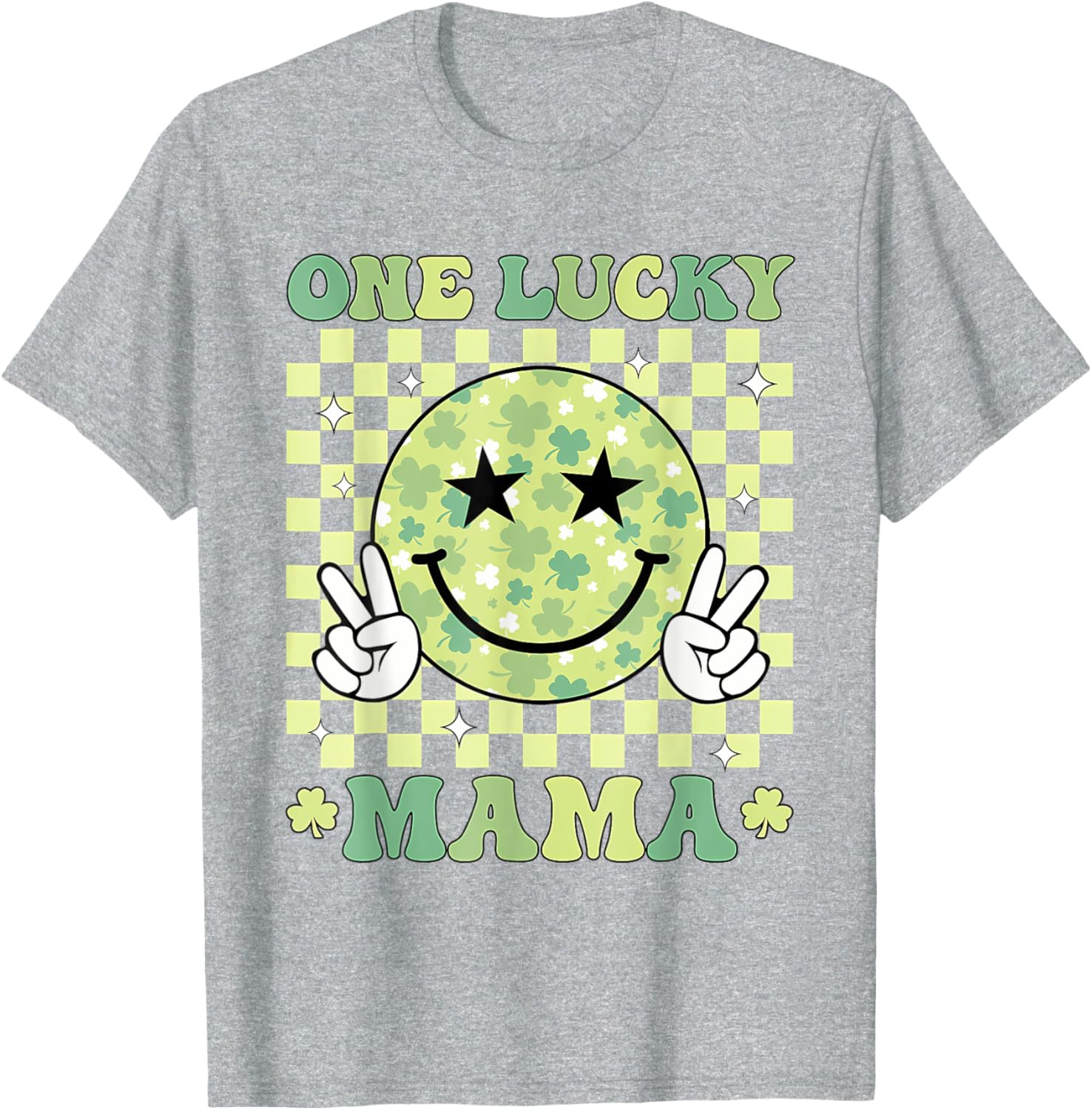 One Lucky Mama St Patricks Day 2025 Retro T-Shirt for Moms - 15