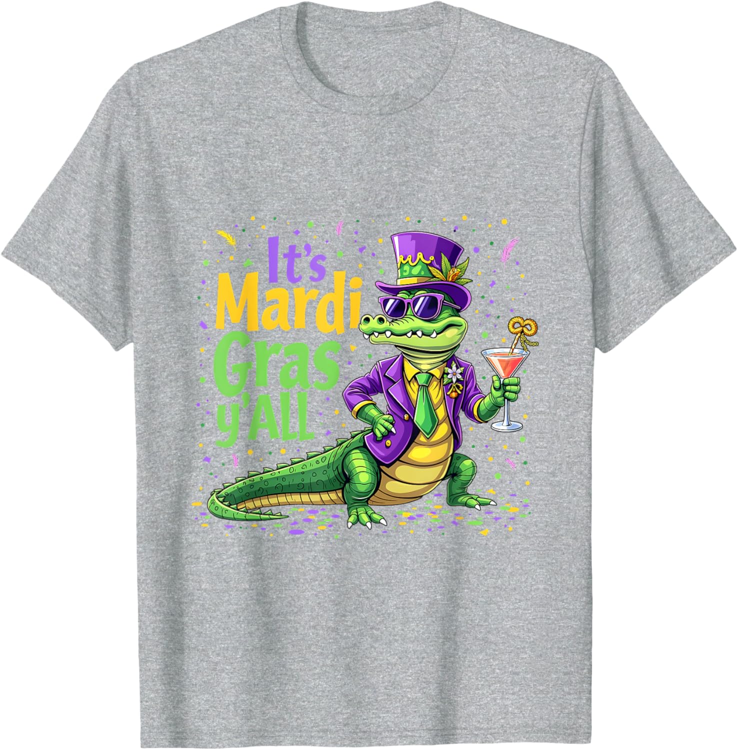Funny Mardi Gras 2025 Alligator T-Shirt for Fun Festivities - 3