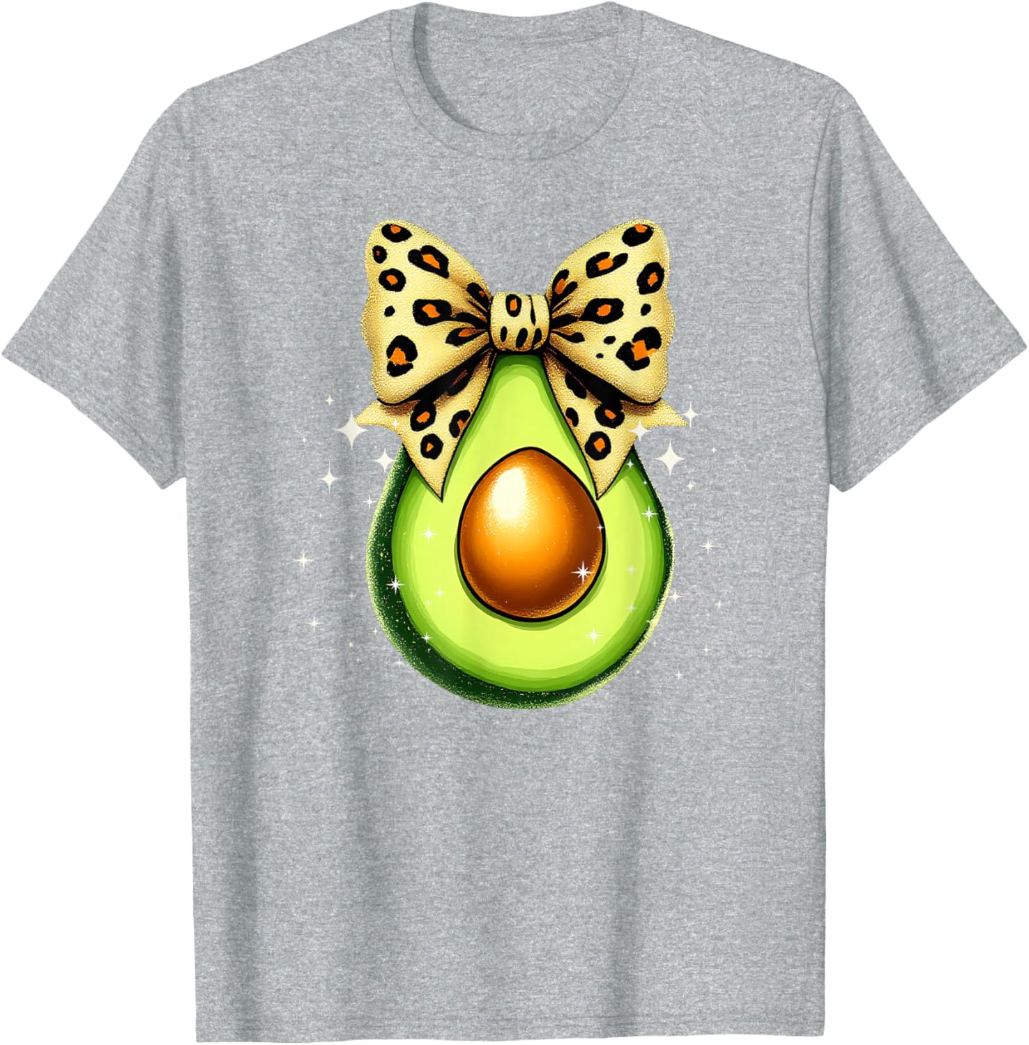 Cute Avocado Leopard Ribbon Bow T-Shirt for Women and Girls - 22